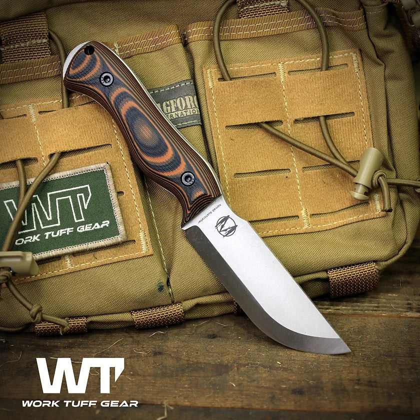 Work Tuff Gear Nomad Bushcrafter (K329) /Scandi grind/Stone Washed/Tiger Camo with White Liner 1