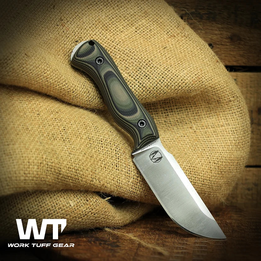 Work Tuff Gear Nomad Bushcrafter (K329) Jungle camo Gator Grip Satin finish sabre grind 4