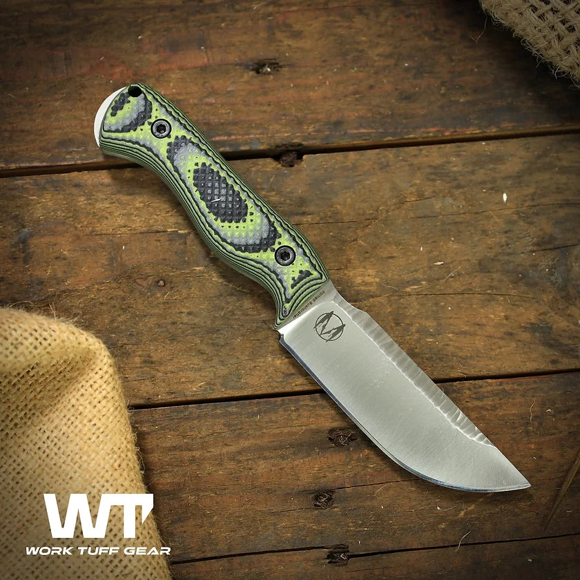 Work Tuff Gear Nomad Bushcrafter (K329) /Sabre grind/Rugged finish/Zombie Green Gator Grip 2