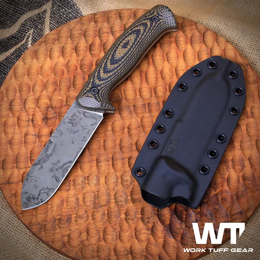 Work Tuff Gear UniHart-SK85-(APO washed)/Tiger Camo Grip/Black Kydex Sheath 1