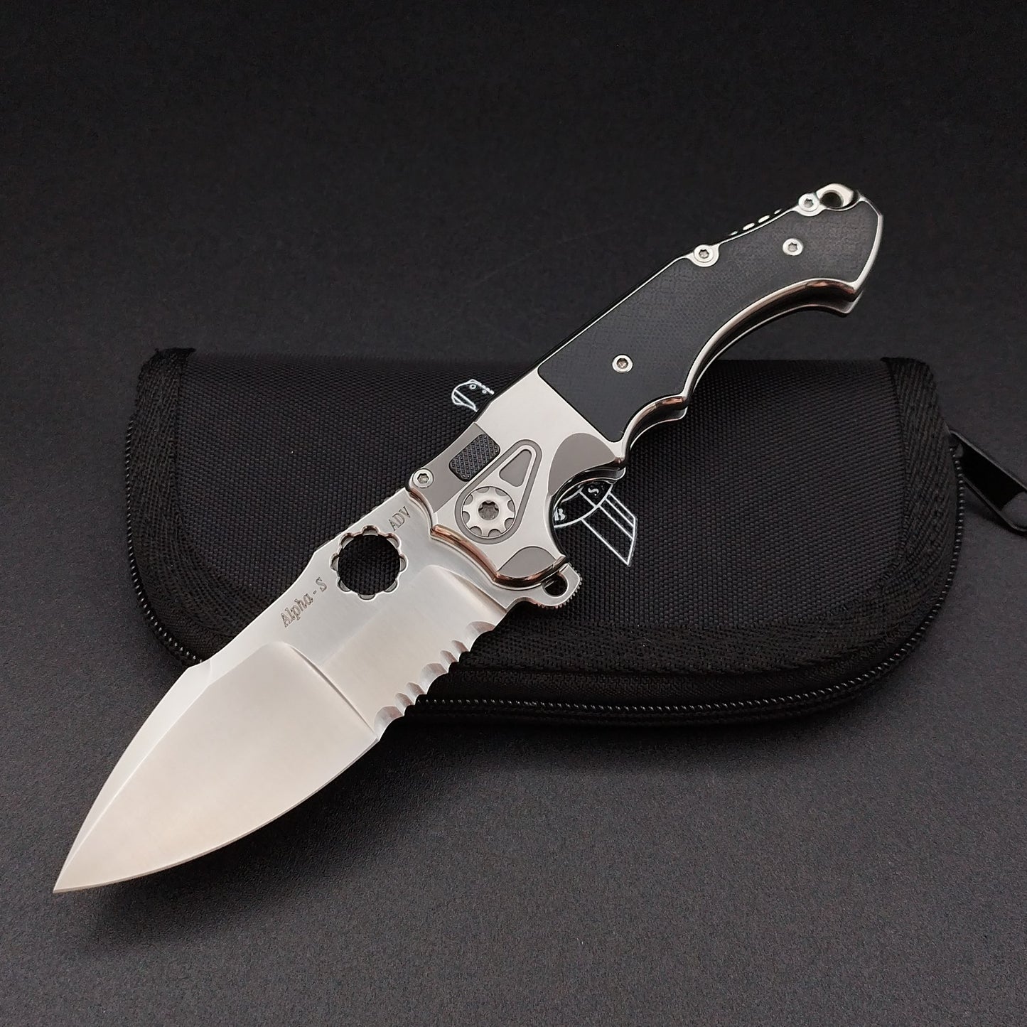 ADV Mini Alpha-S Serrated Satin Black G-10 1