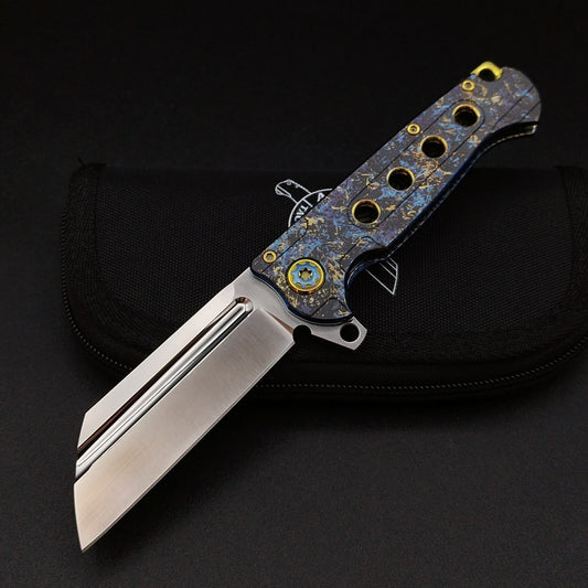 ADV Mini Butcher Titanium Dazzle Finish, Laser Art 1