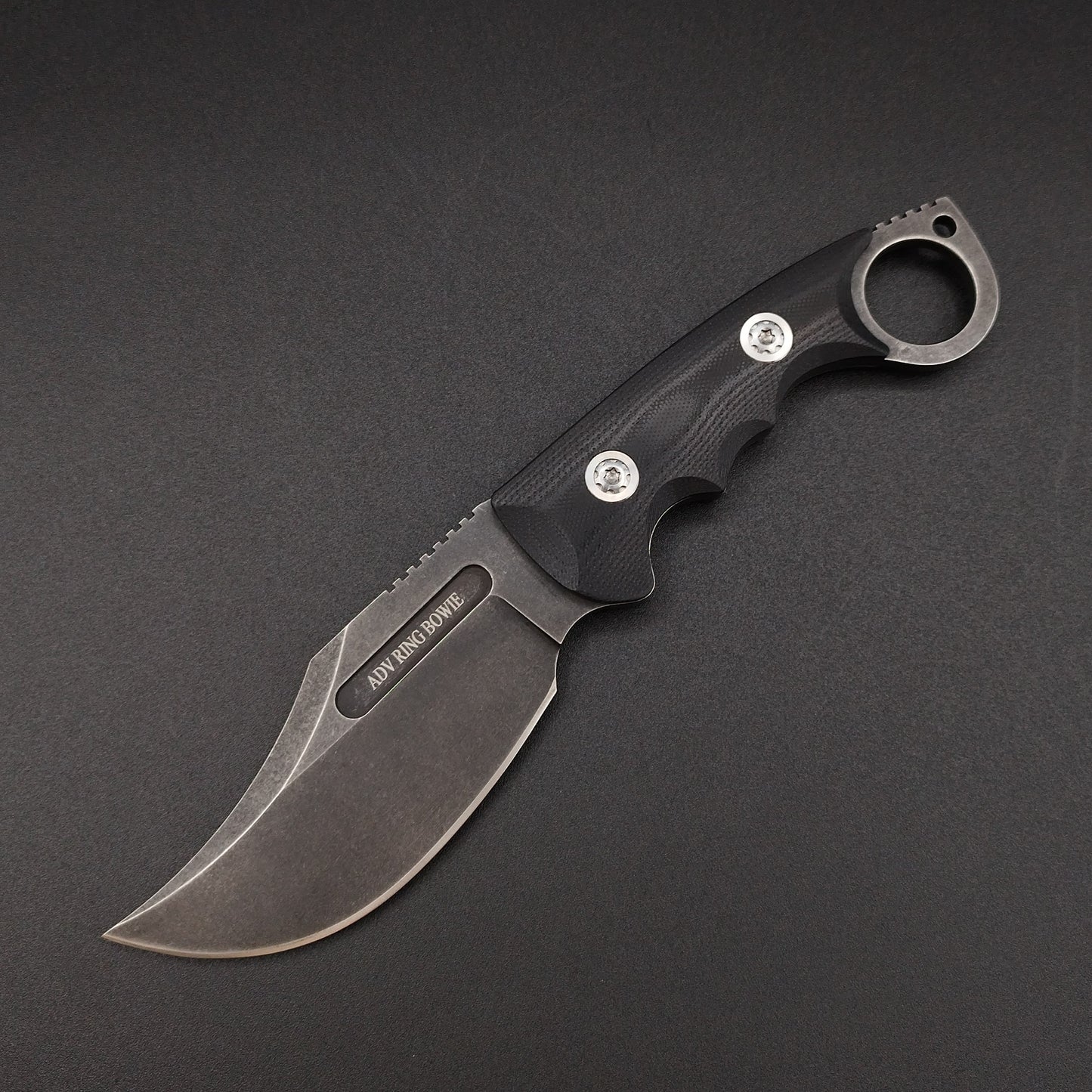 ADV Ring Bowie All Black G-10 D2 Steel