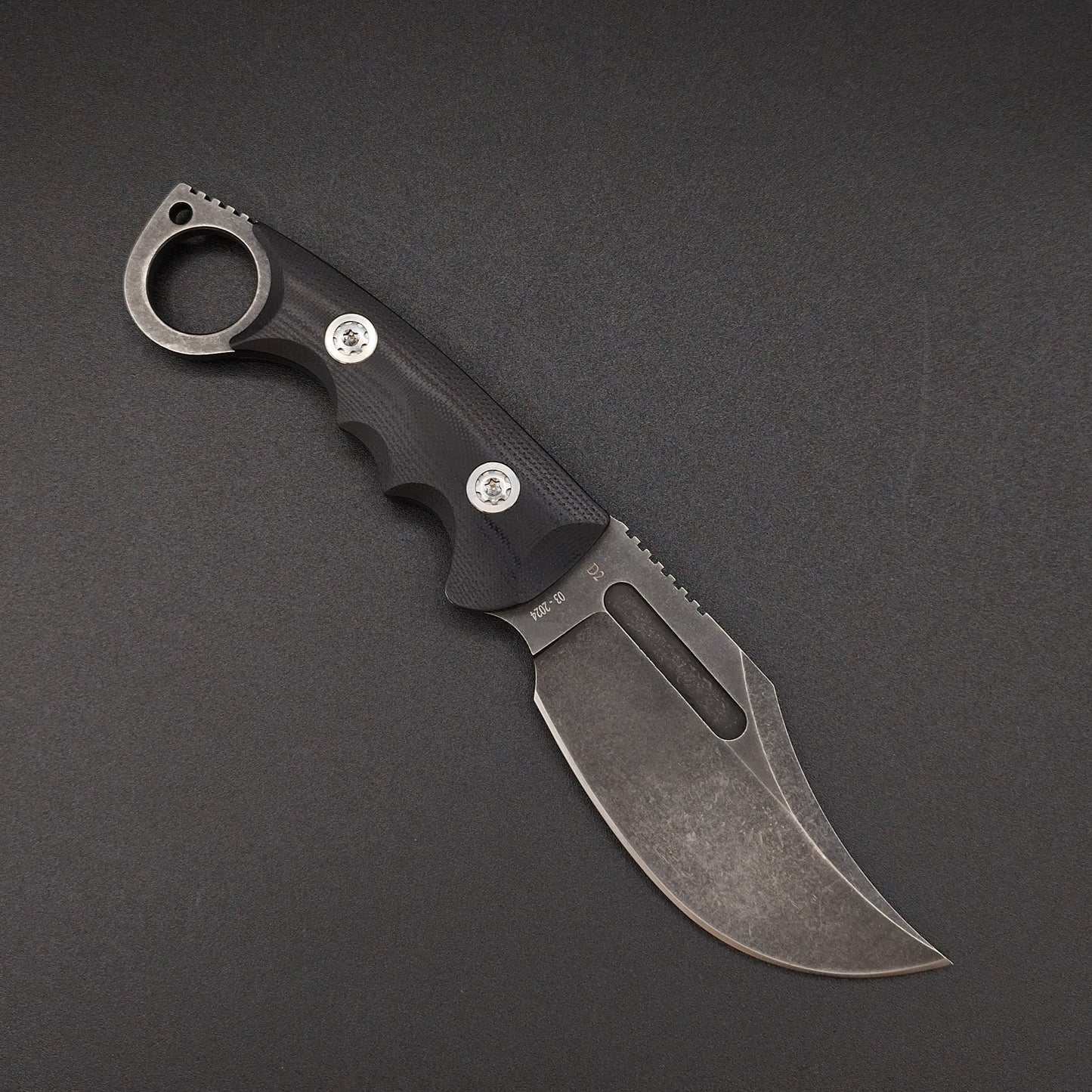 ADV Ring Bowie All Black G-10 D2 Steel