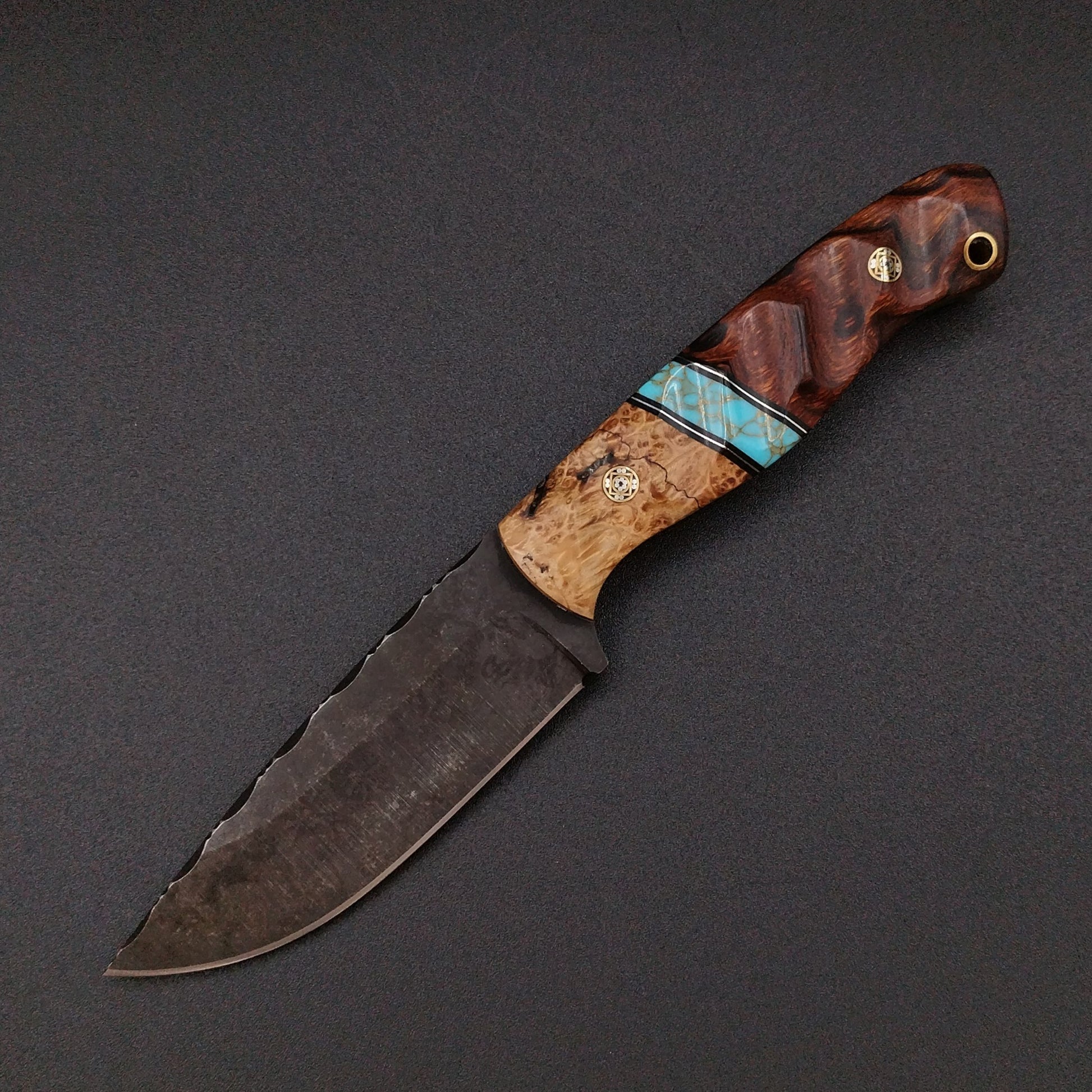 Sea Sick Blades Fieldcraft Maple Burl, Gold Webbed Turquoise 2