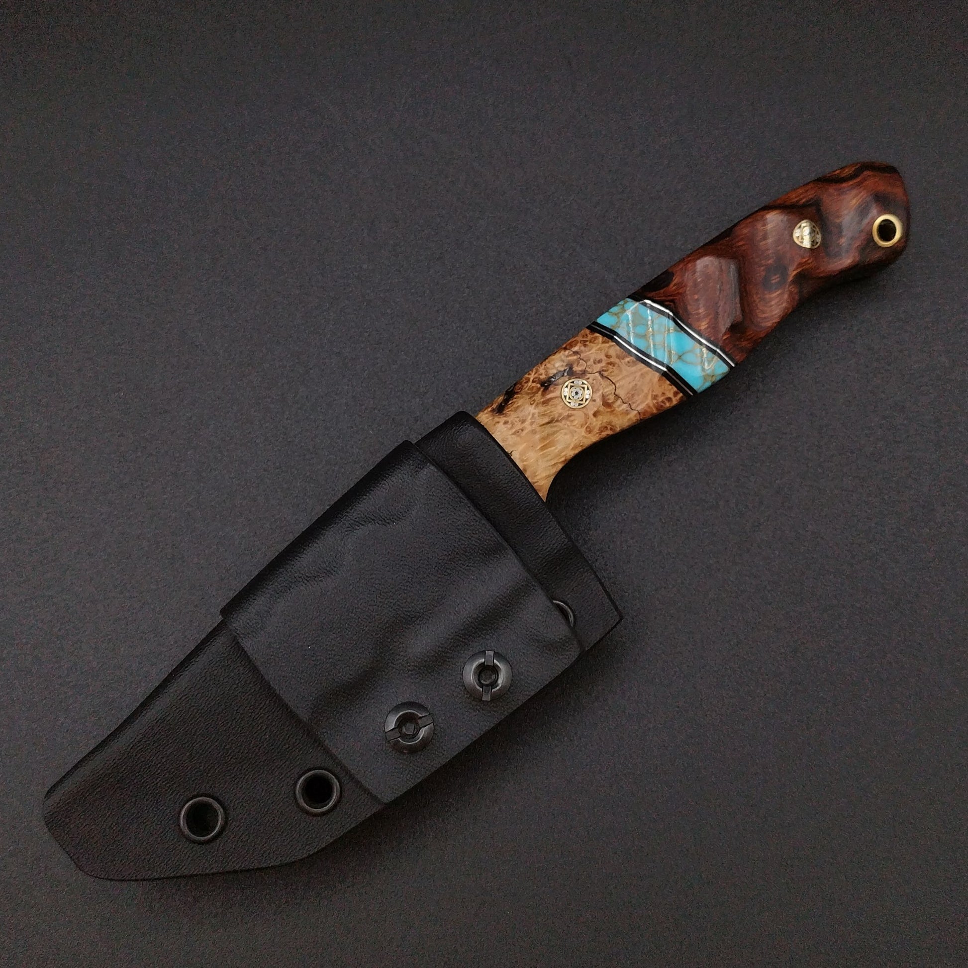 Sea Sick Blades Fieldcraft Maple Burl, Gold Webbed Turquoise 6