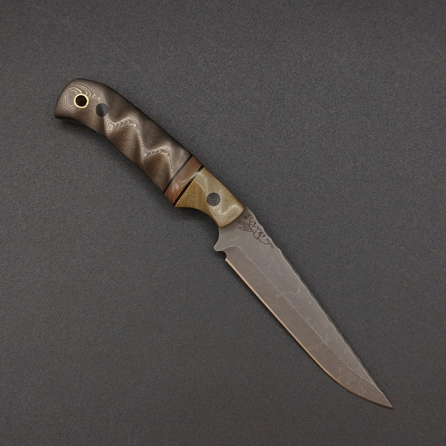 Half Face Blades Boogeyman OD Green Canvas Micarta, Copper Dragon Strike Carbon 1