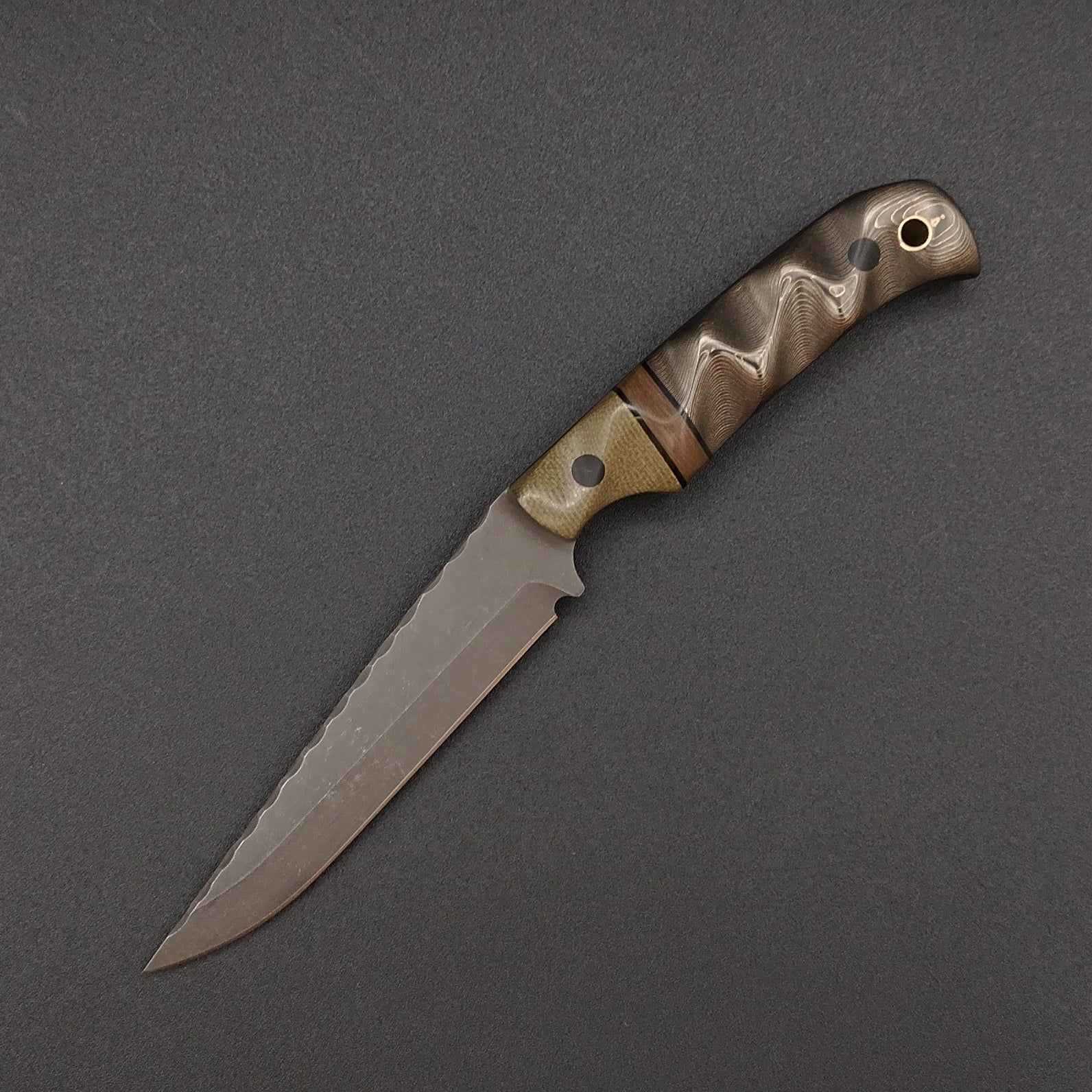 Half Face Blades Boogeyman OD Green Canvas Micarta, Copper Dragon Strike Carbon 2