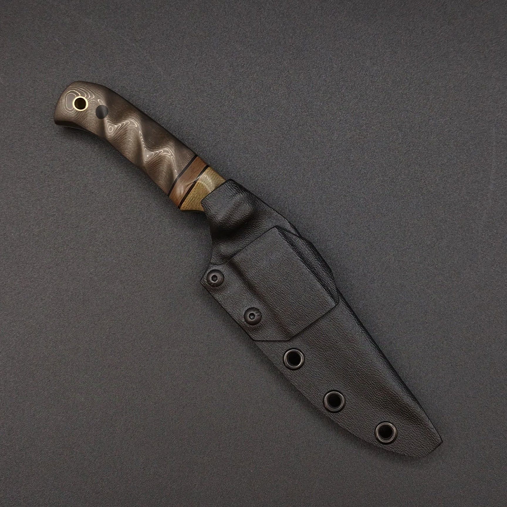 Half Face Blades Boogeyman OD Green Canvas Micarta, Copper Dragon Strike Carbon 5