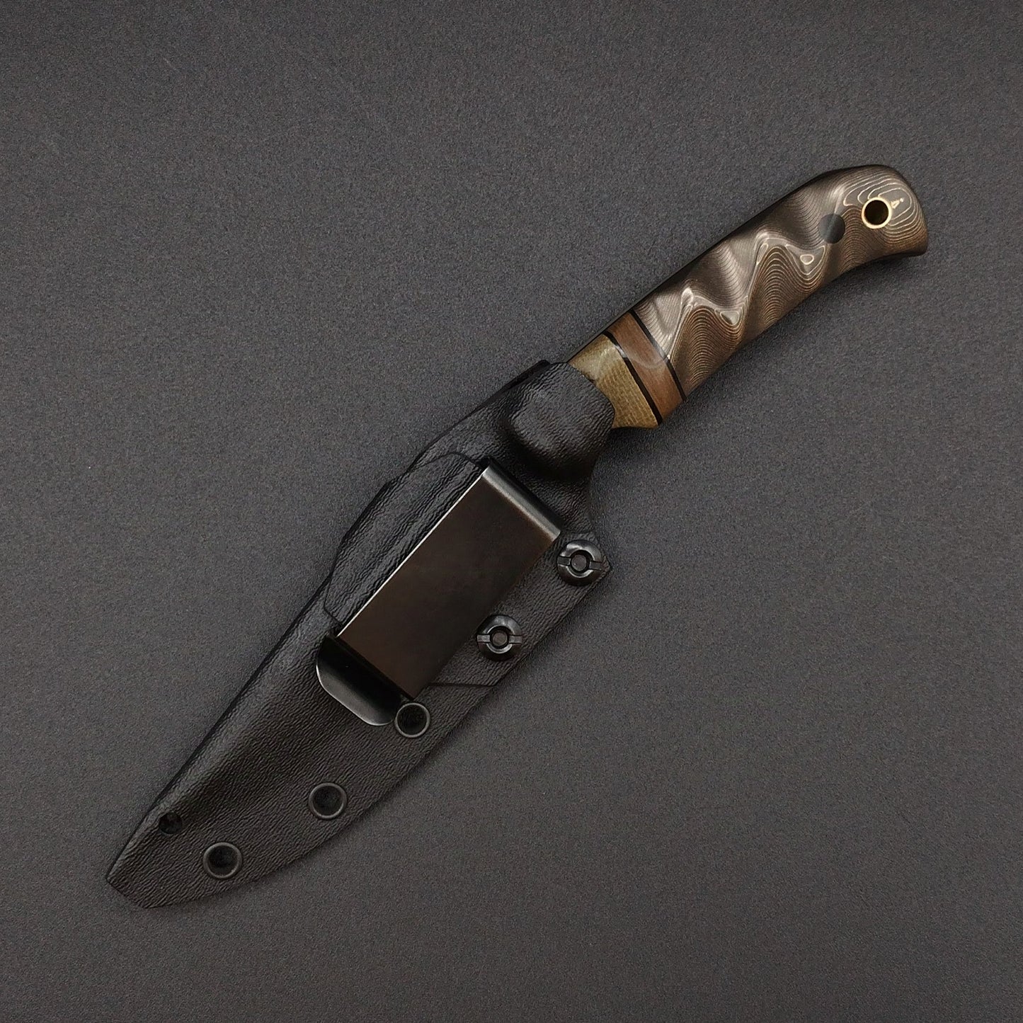 Half Face Blades Boogeyman OD Green Canvas Micarta, Copper Dragon Strike Carbon 6