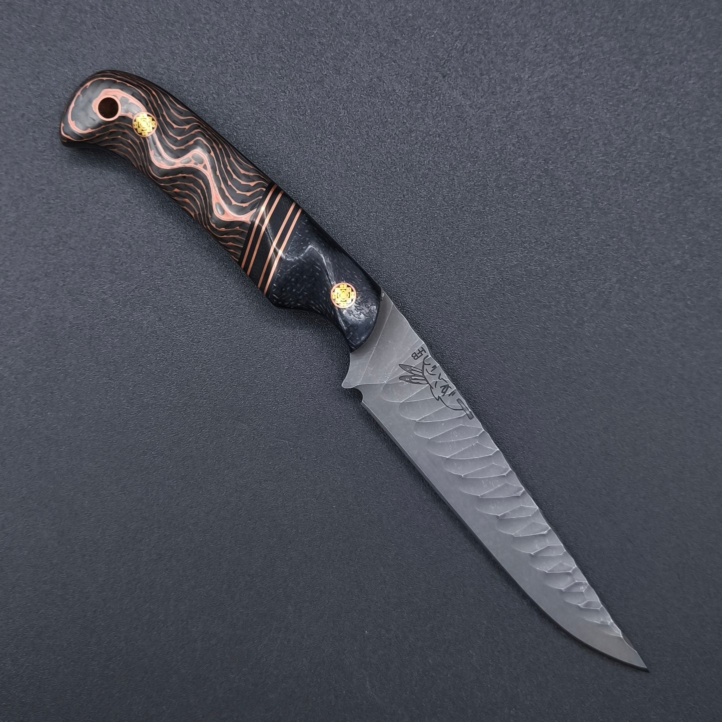 Half Face Blades Boogeyman Midnight Jute Micarta, Black G10, Copper Split 1