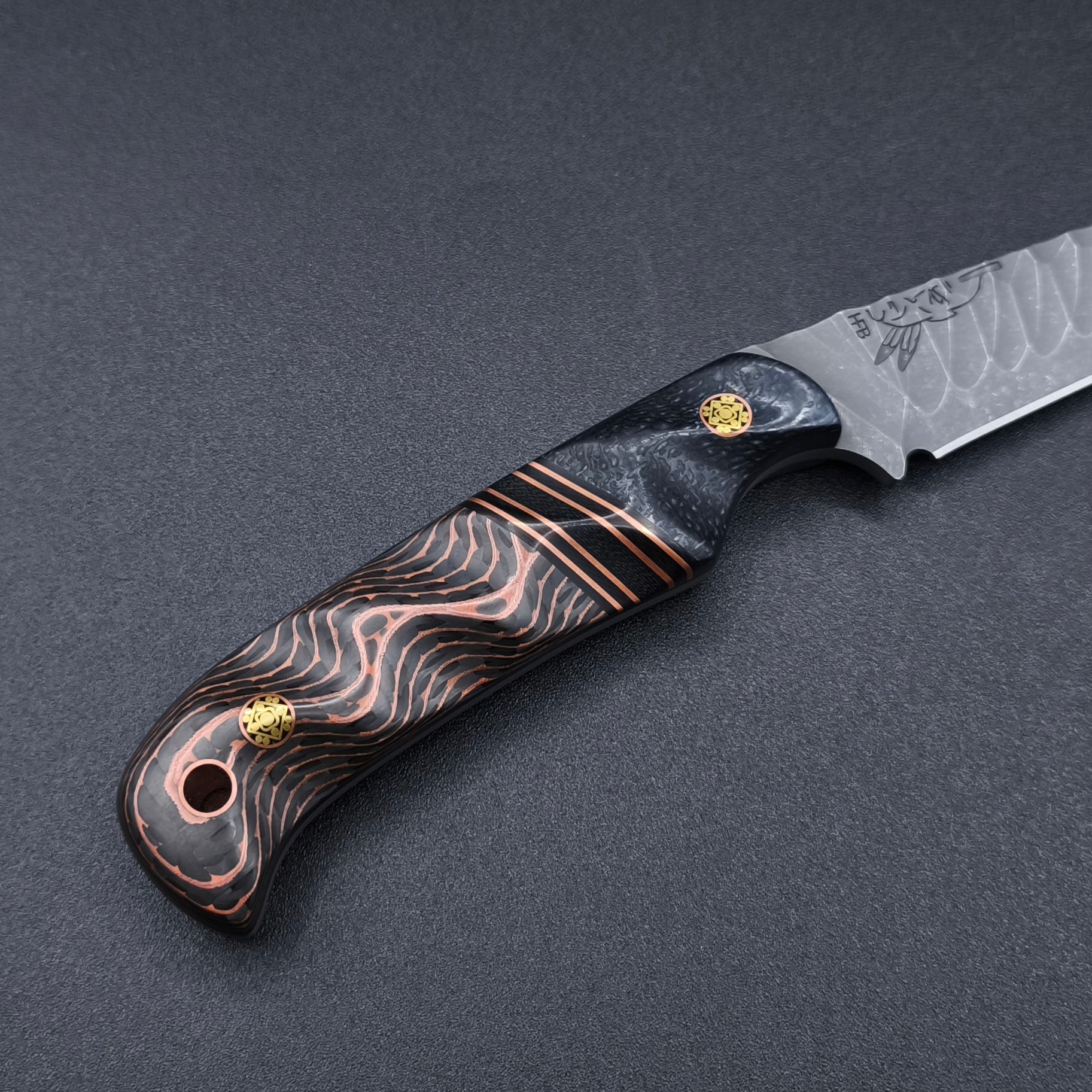 Half Face Blades Boogeyman Midnight Jute Micarta, Black G10, Copper Split 5