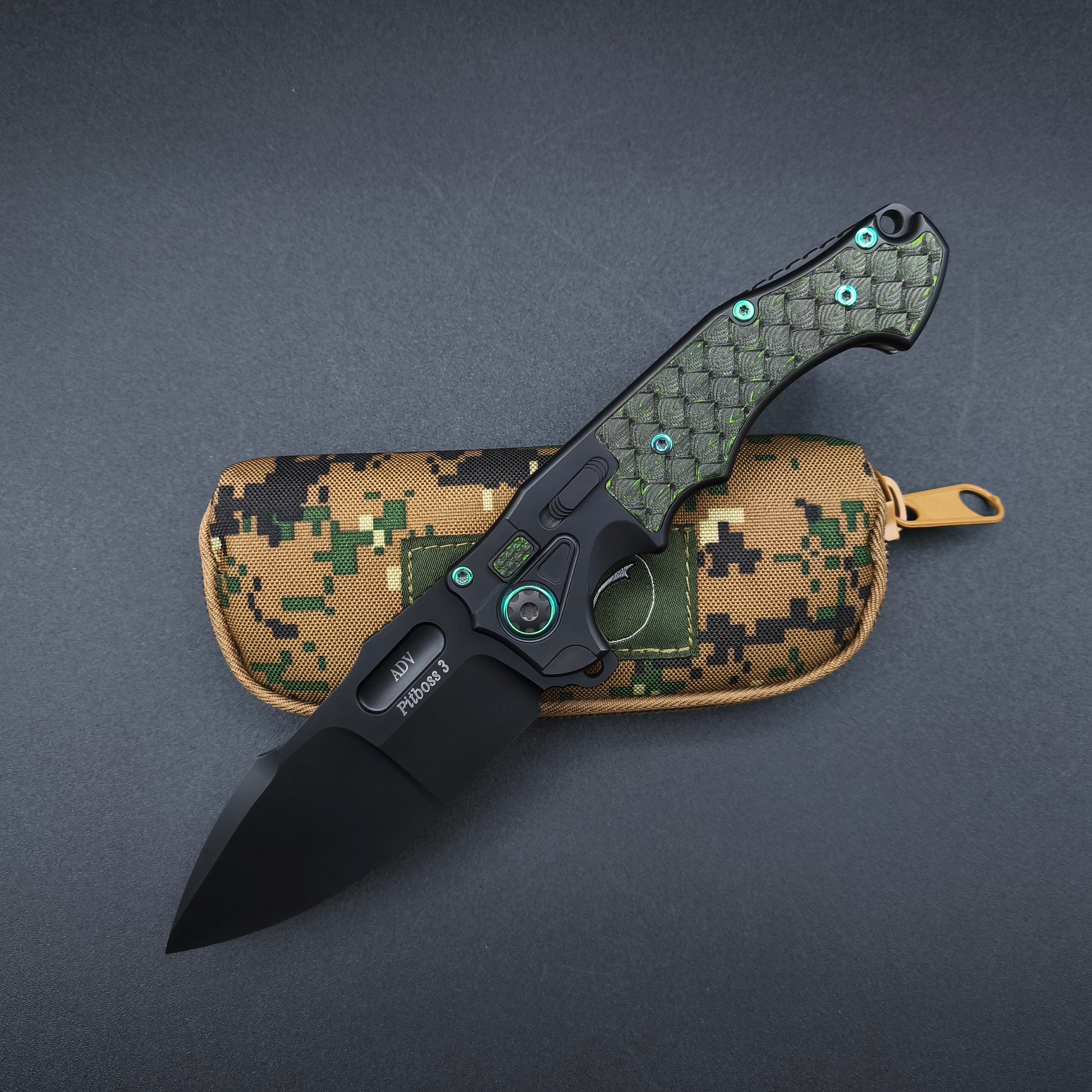 ADV Pitboss 3 Black and Green Dragon Skales CPM S35VN 1