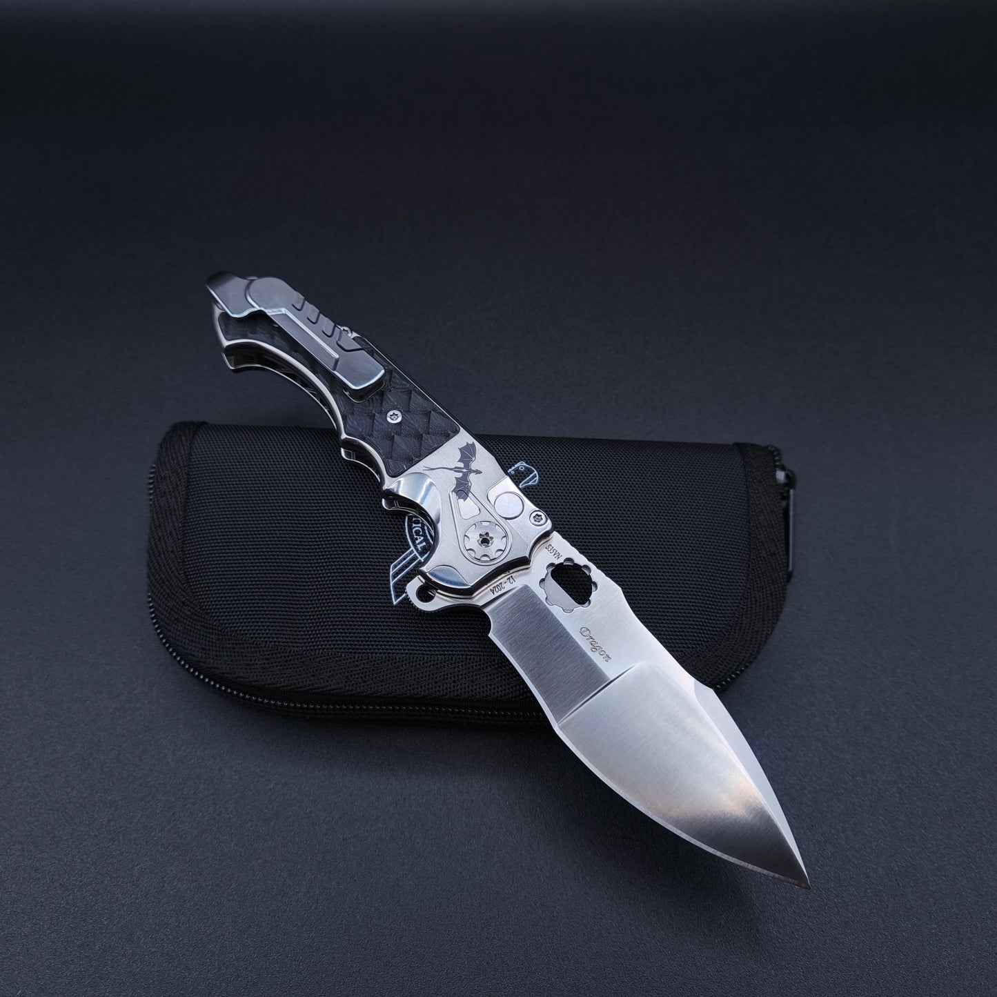 ADV Mini Alpha Satin, Black G-10 Dragon Skales, S35VN 2