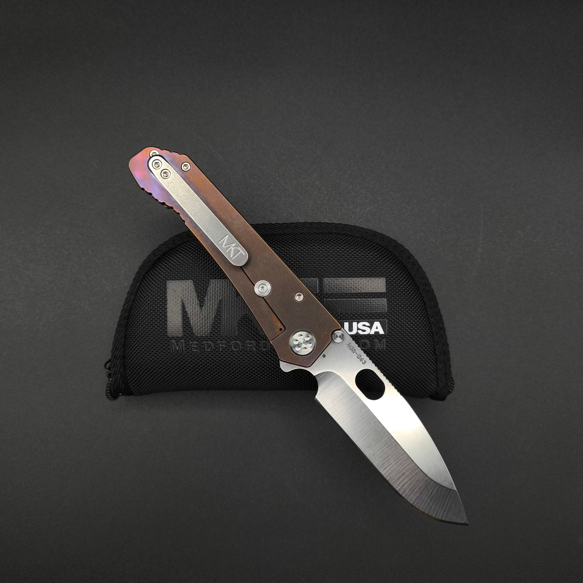 Medford 187 DP Framelock, Rose Handles, D2 Steel 2