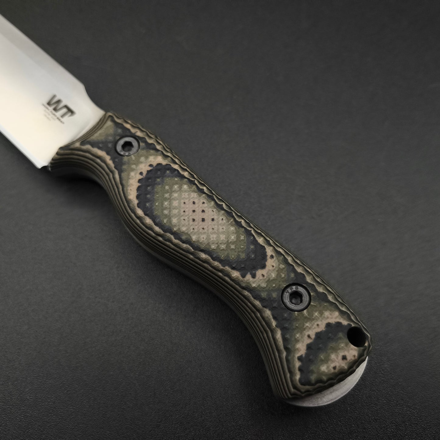 Work Tuff Gear Nomad Bushcrafter (K329) Jungle camo Gator Grip Satin finish sabre grind 7