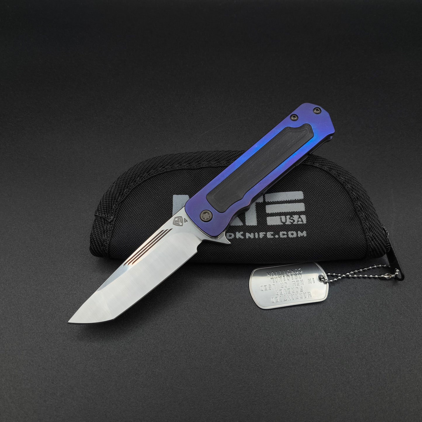 Medford TFF-4 Tanto, Violet Titanium, Black G10 1