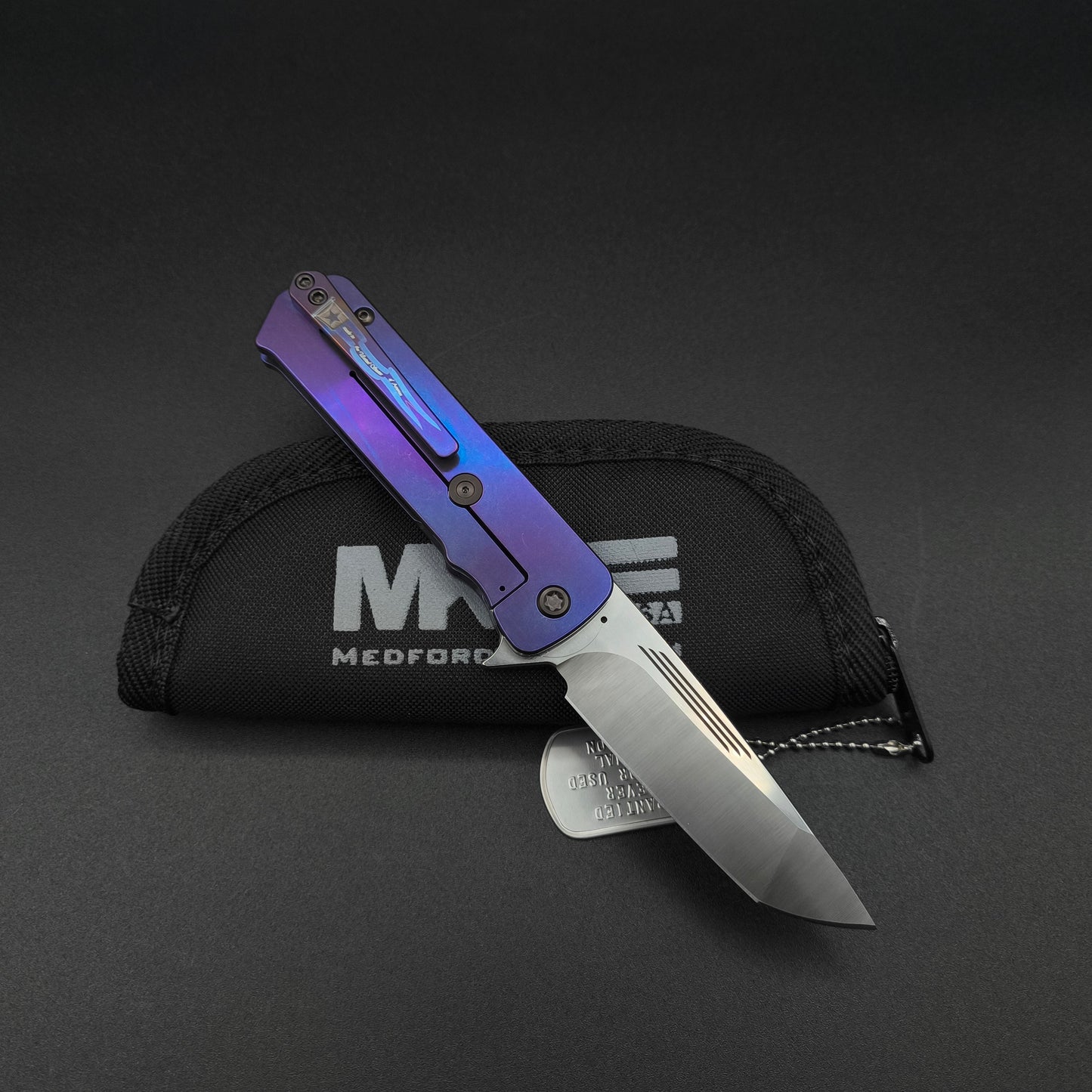 Medford TFF-4 Tanto, Violet Titanium, Black G10 2