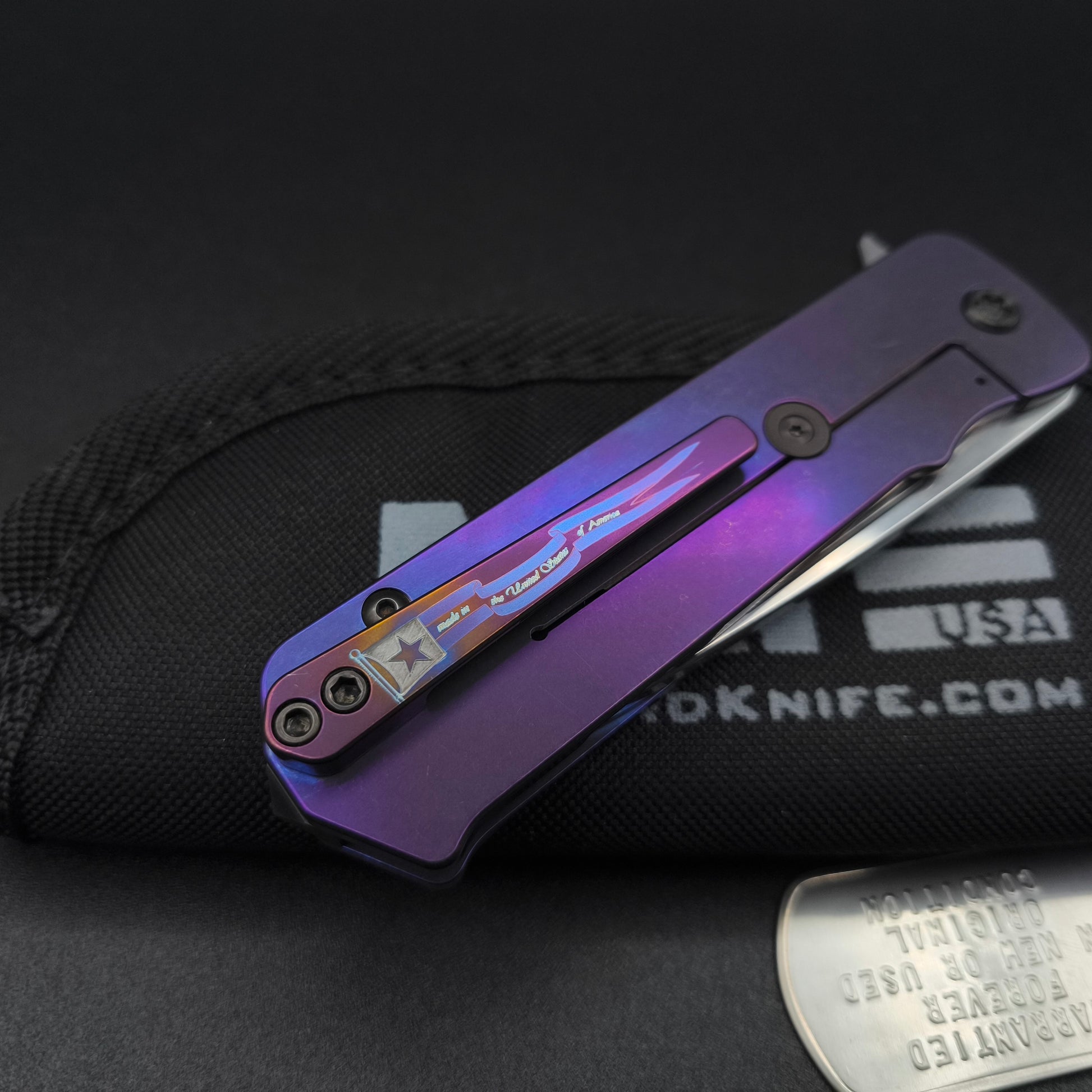 Medford TFF-4 Tanto, Violet Titanium, Black G10 3