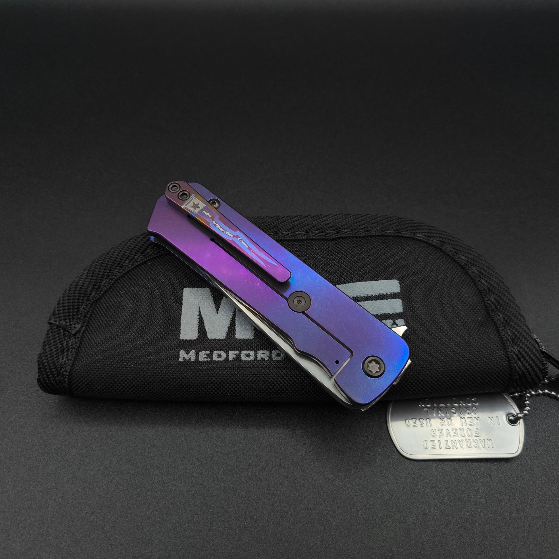 Medford TFF-4 Tanto, Violet Titanium, Black G10 5