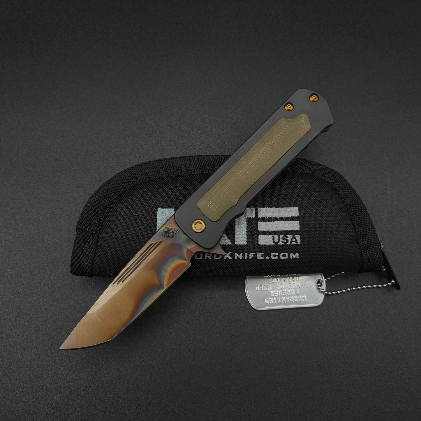 Medford TFF-4 Vulcan Tanto, Black DLC Titanium, OD Green G10 1