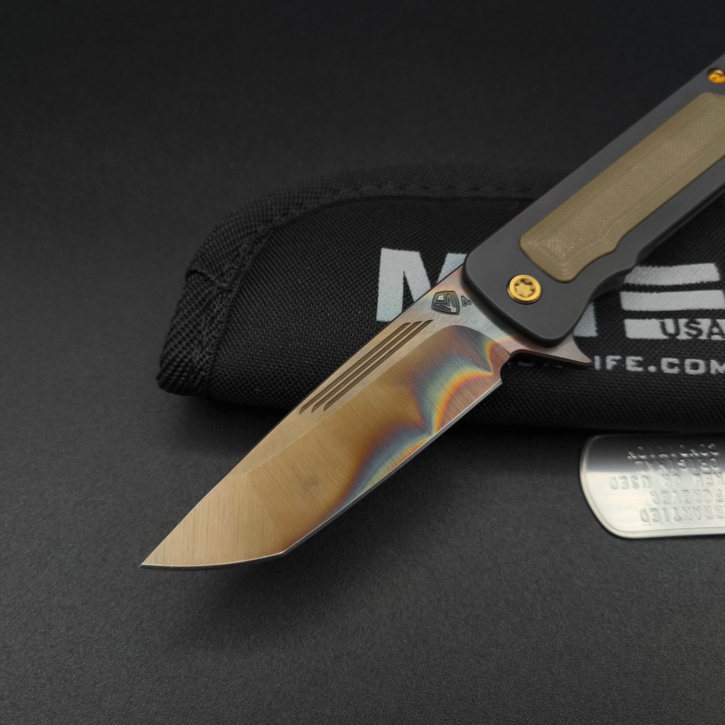 Medford TFF-4 Vulcan Tanto, Black DLC Titanium, OD Green G10 3