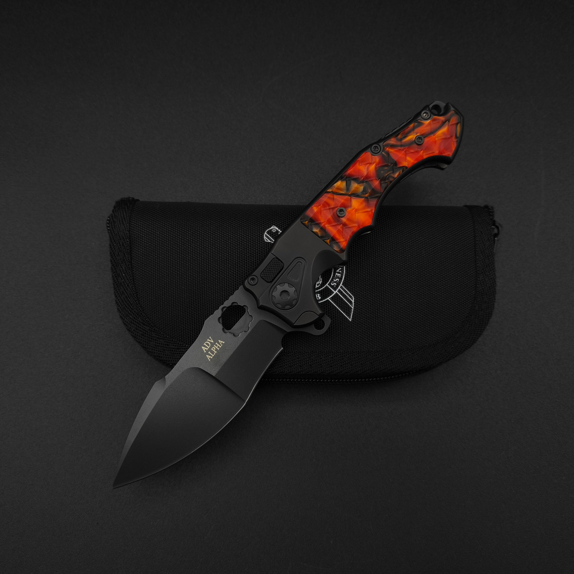 ADV Mini Alpha Black, Orange G-10 Dragon Scales 1