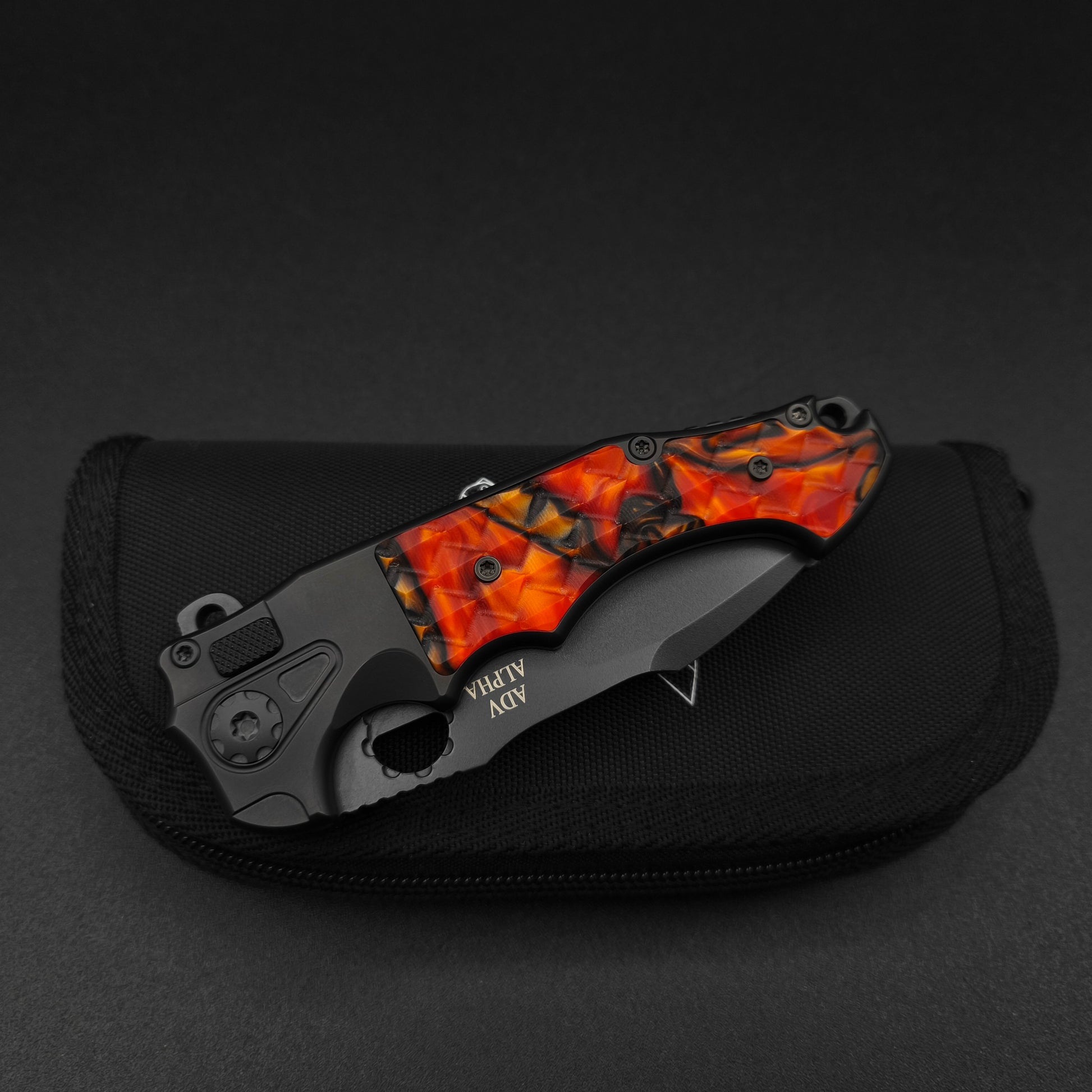 ADV Mini Alpha Black, Orange G-10 Dragon Scales 3