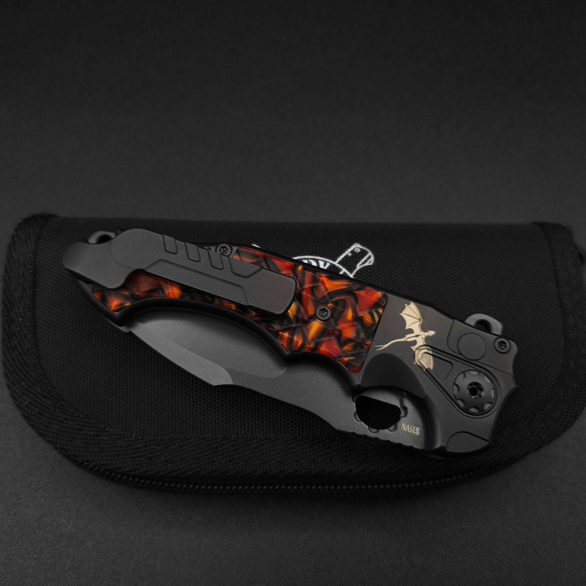 ADV Mini Alpha Black, Orange G-10 Dragon Scales 4