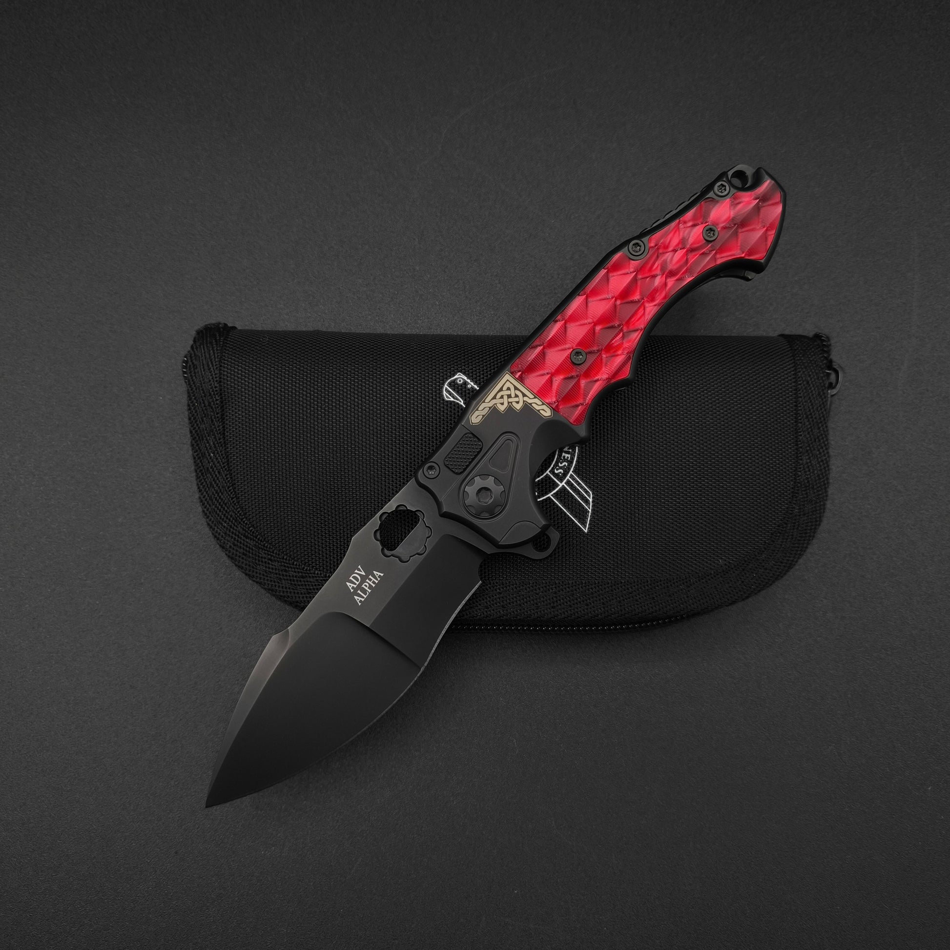 ADV Mini Alpha Black, Red G-10 Dragon Scales 1