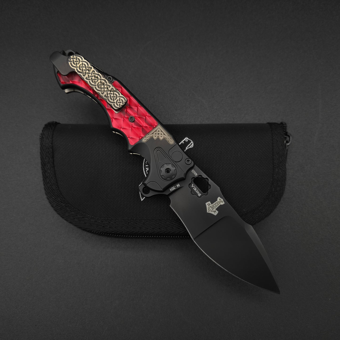 ADV Mini Alpha Black, Red G-10 Dragon Scales 2