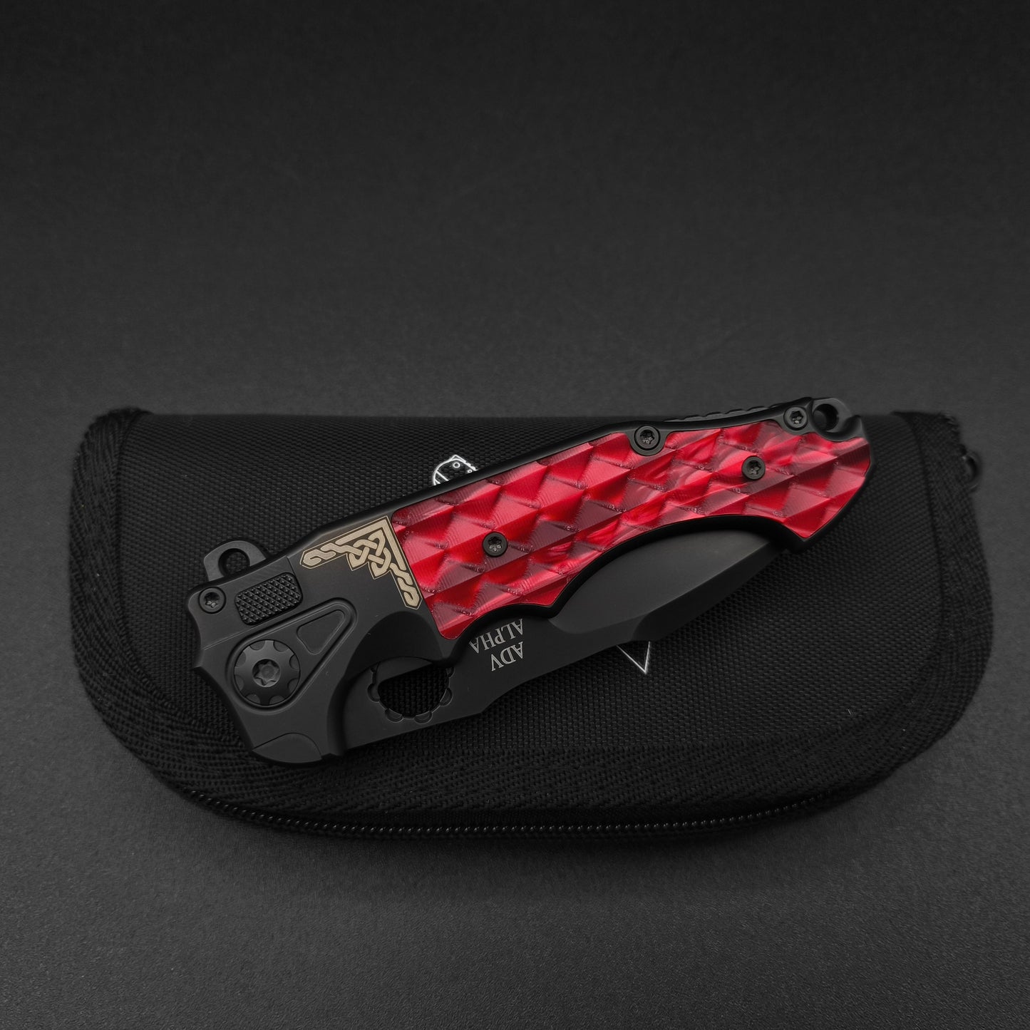 ADV Mini Alpha Black, Red G-10 Dragon Scales 3