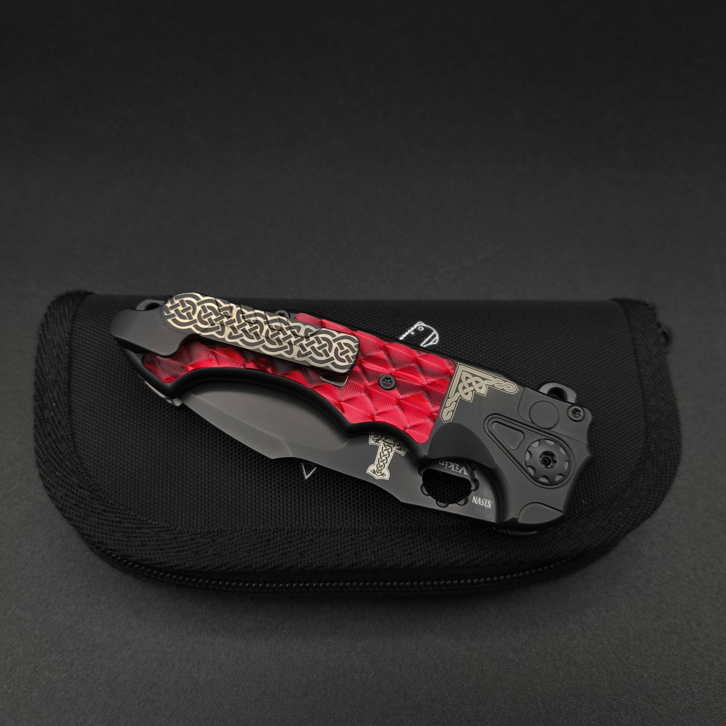 ADV Mini Alpha Black, Red G-10 Dragon Scales 4