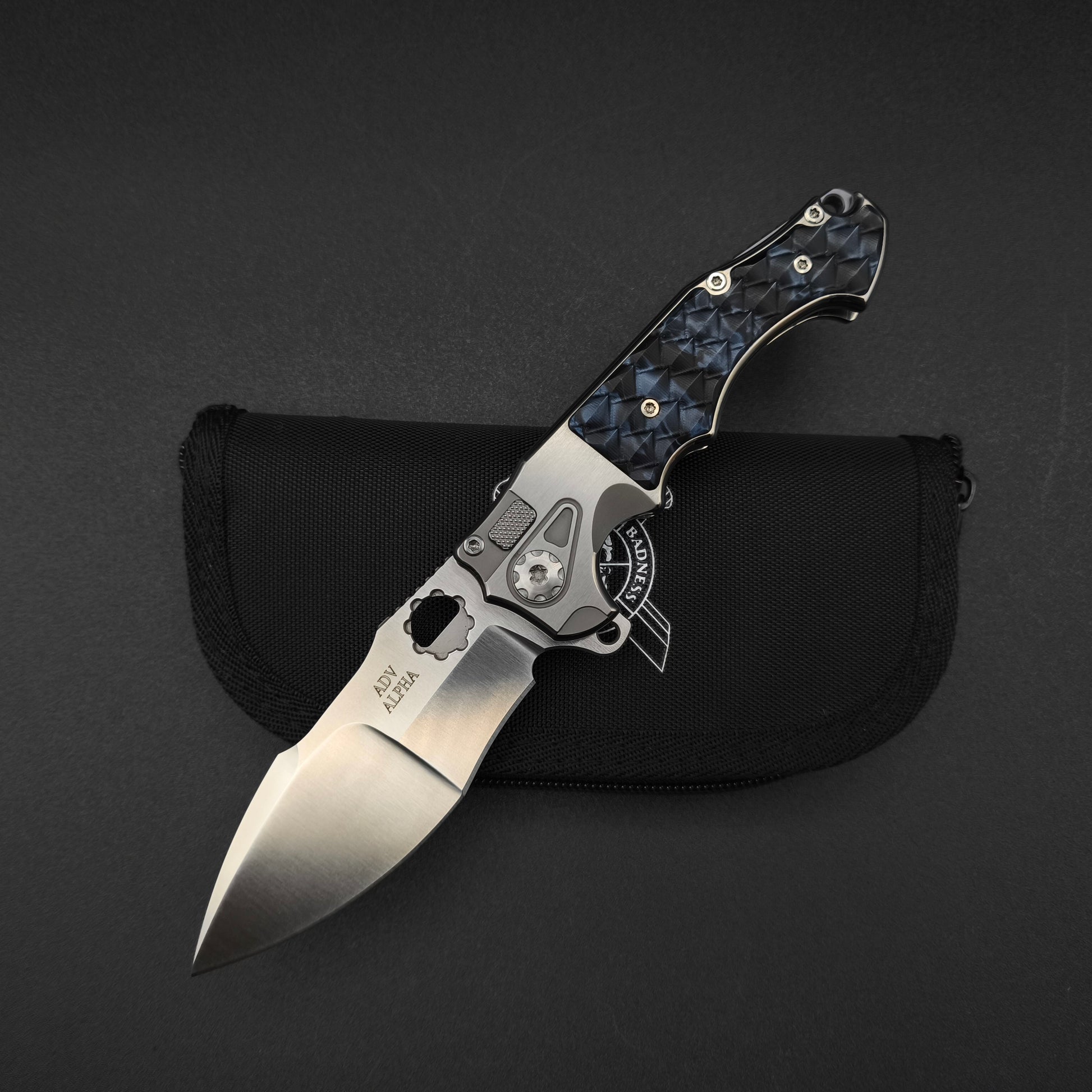 ADV Mini Alpha Satin, Black/Blue G-10 Dragon Scales 1