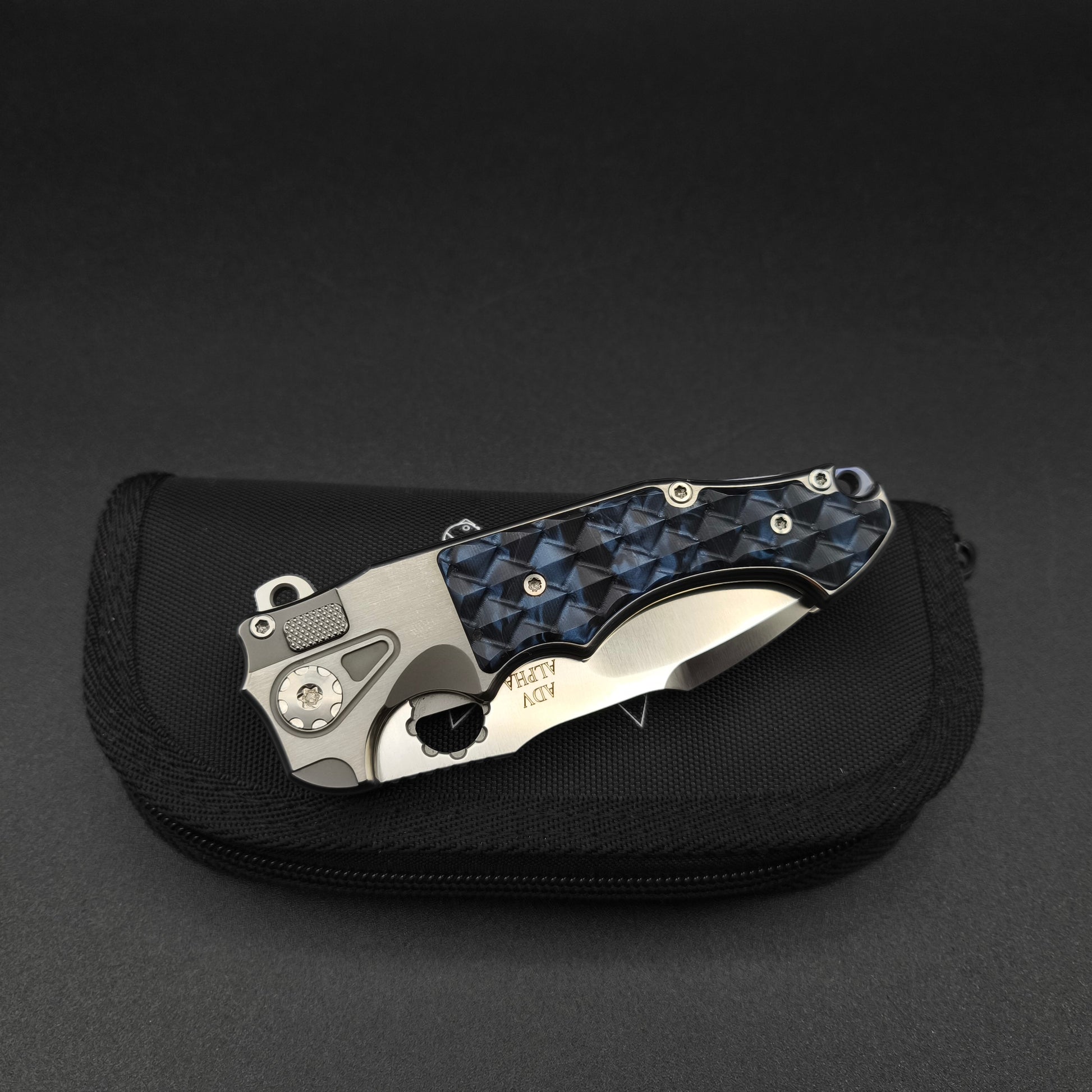 ADV Mini Alpha Satin, Black/Blue G-10 Dragon Scales 3