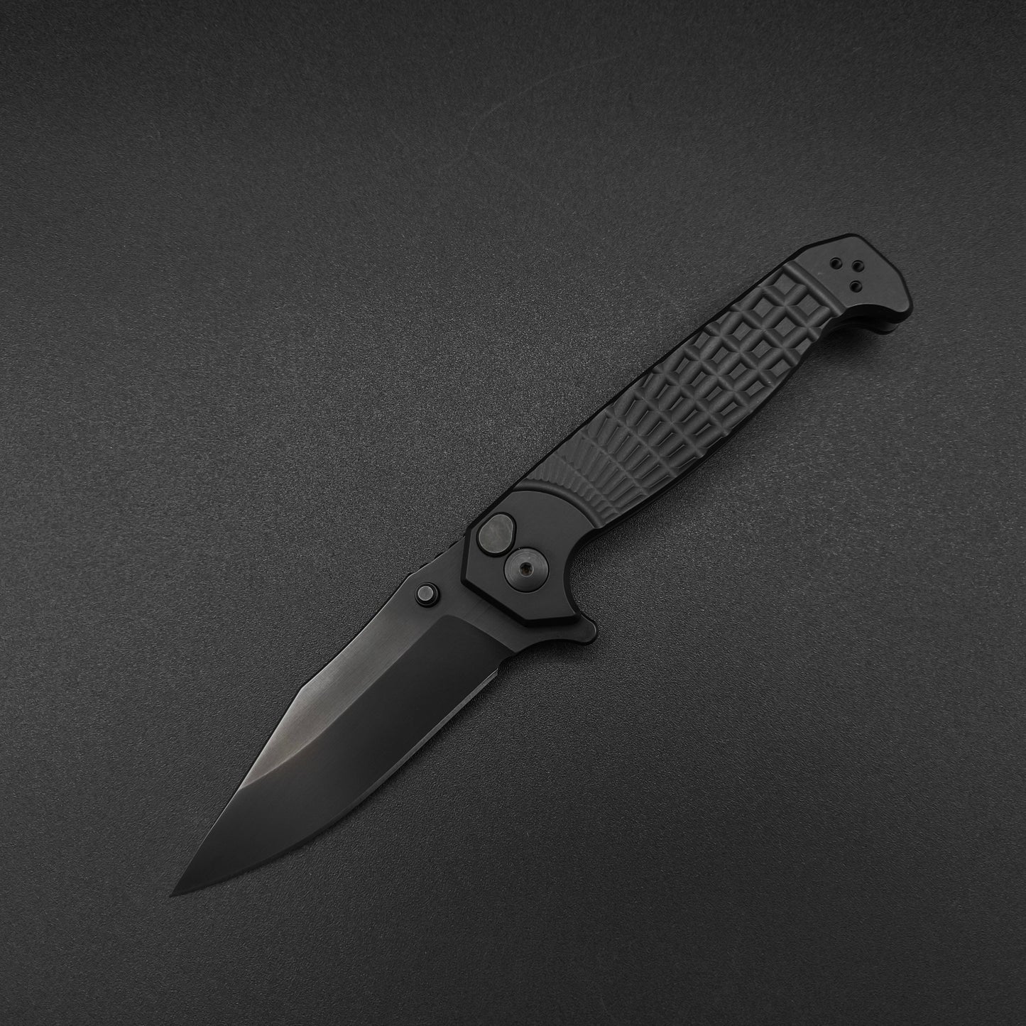 Half Face Blades Crow Folder, Anodized black frame, nitride black blade 2