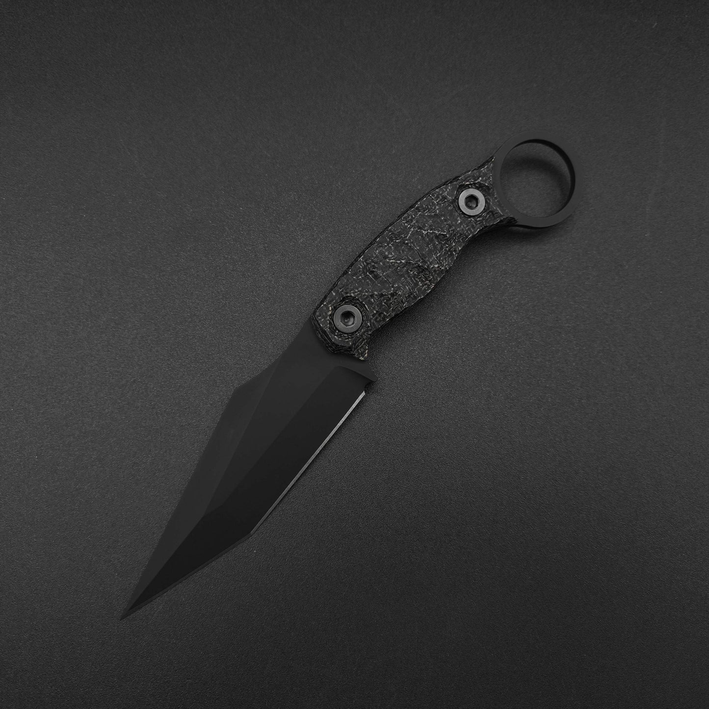 Half Face Blades Ringed Tac Tanto Black Burlap Micarta, Armor Black Cerakote 2