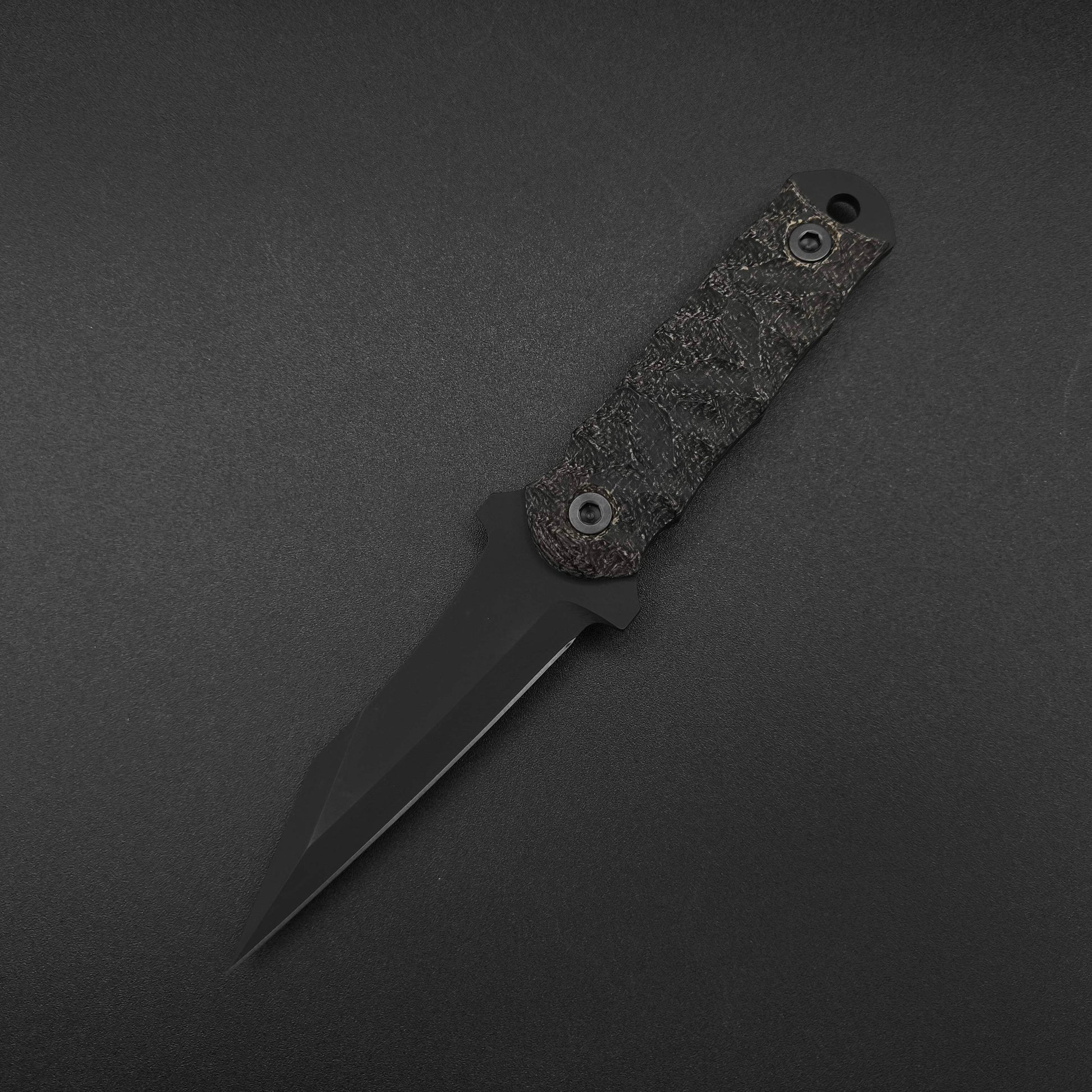 Half Face Blades Combat Dirt Nap - Black Burlap micarta, armor black cerakote 2