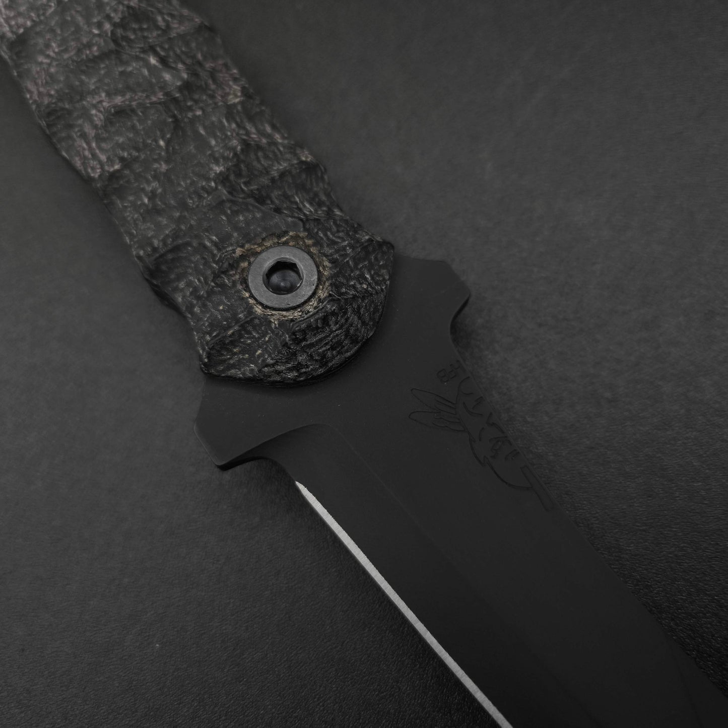 Half Face Blades Combat Dirt Nap - Black Burlap micarta, armor black cerakote 3