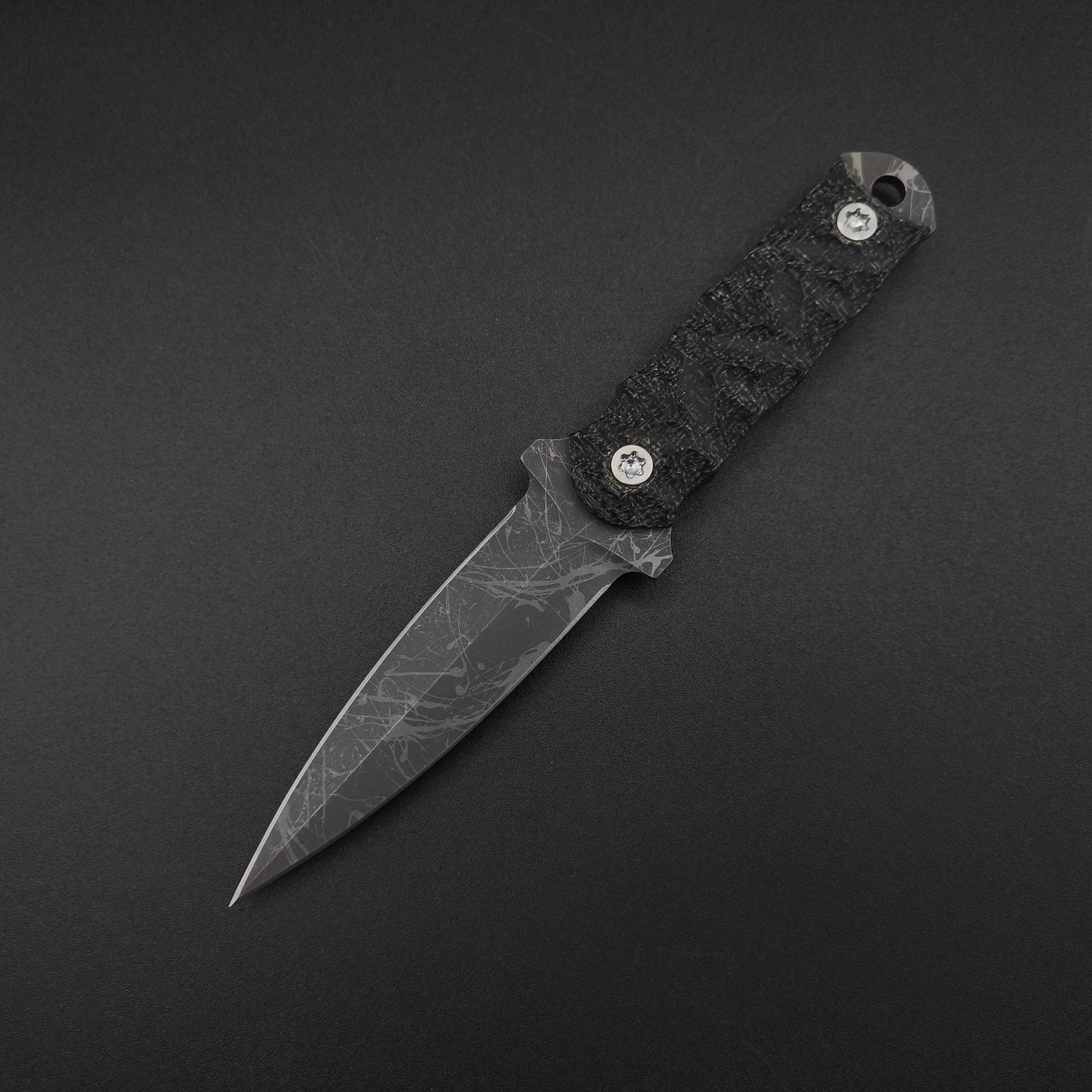 Half Face Blades Combat Dagger Black Burlap Micarta, Acid Splash 2