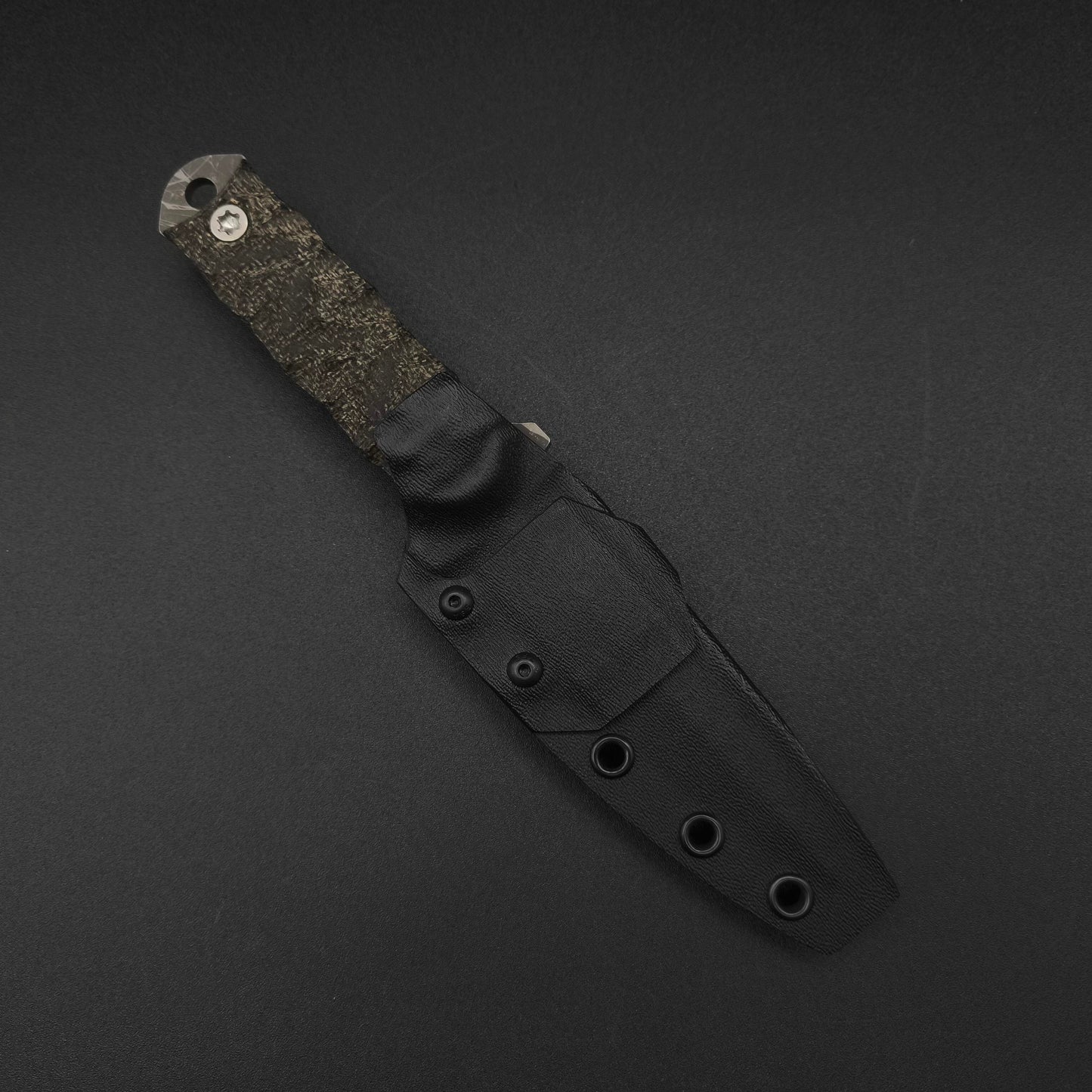 Half Face Blades Combat Dagger Black Burlap Micarta, Acid Splash 4