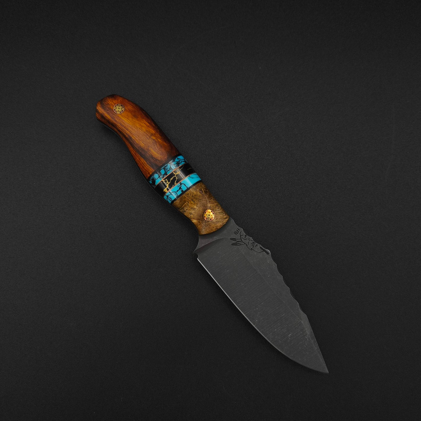 Half Face Blades Modified Field Knife Mango, Turquoise, Desert Ironwood