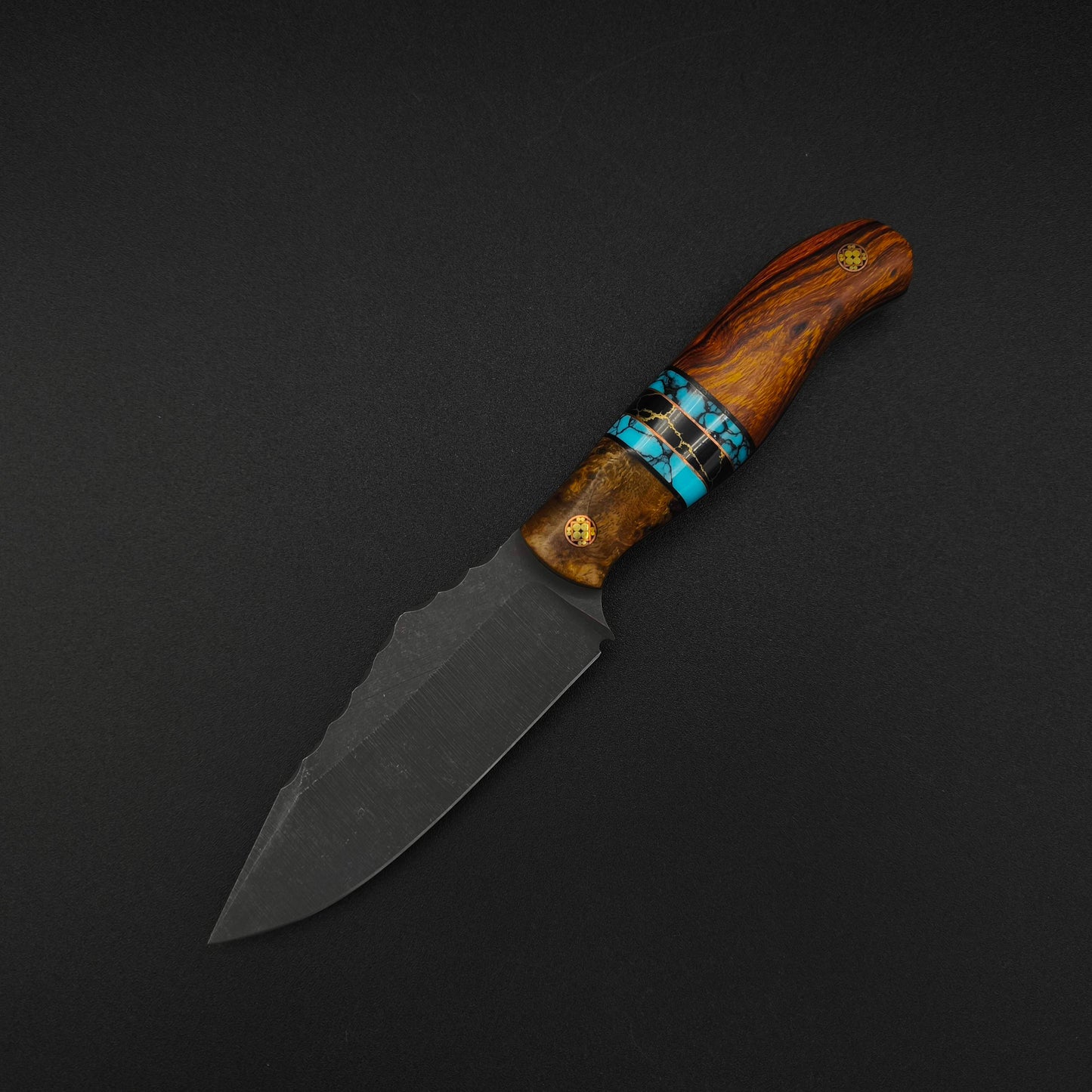 Half Face Blades Modified Field Knife Mango, Turquoise, Desert Ironwood