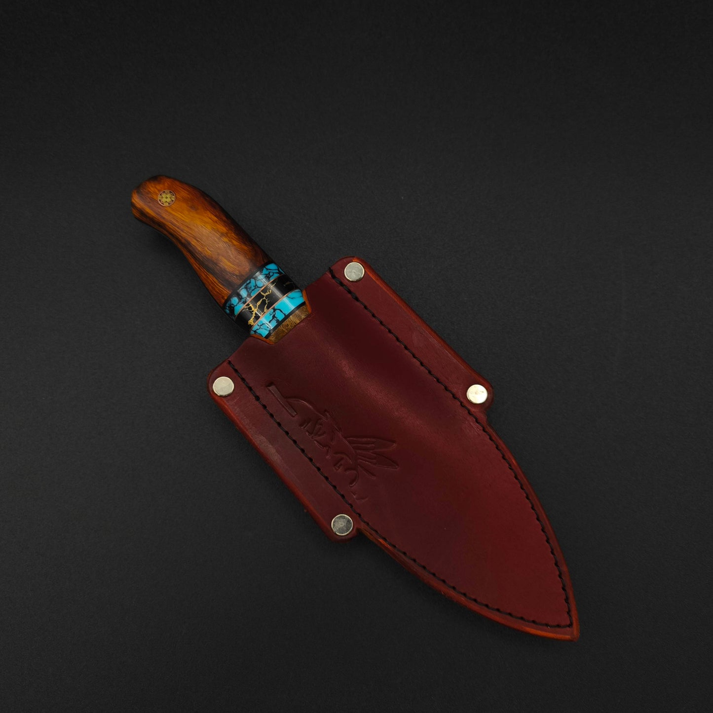 Half Face Blades Modified Field Knife Mango, Turquoise, Desert Ironwood