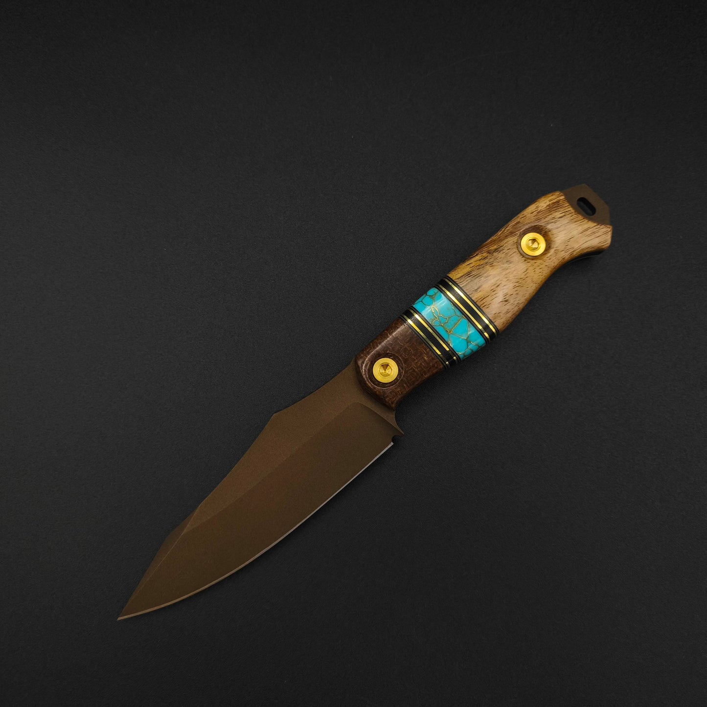 Half Face Blades Field Knife Pheasantwood Turquoise Micarta