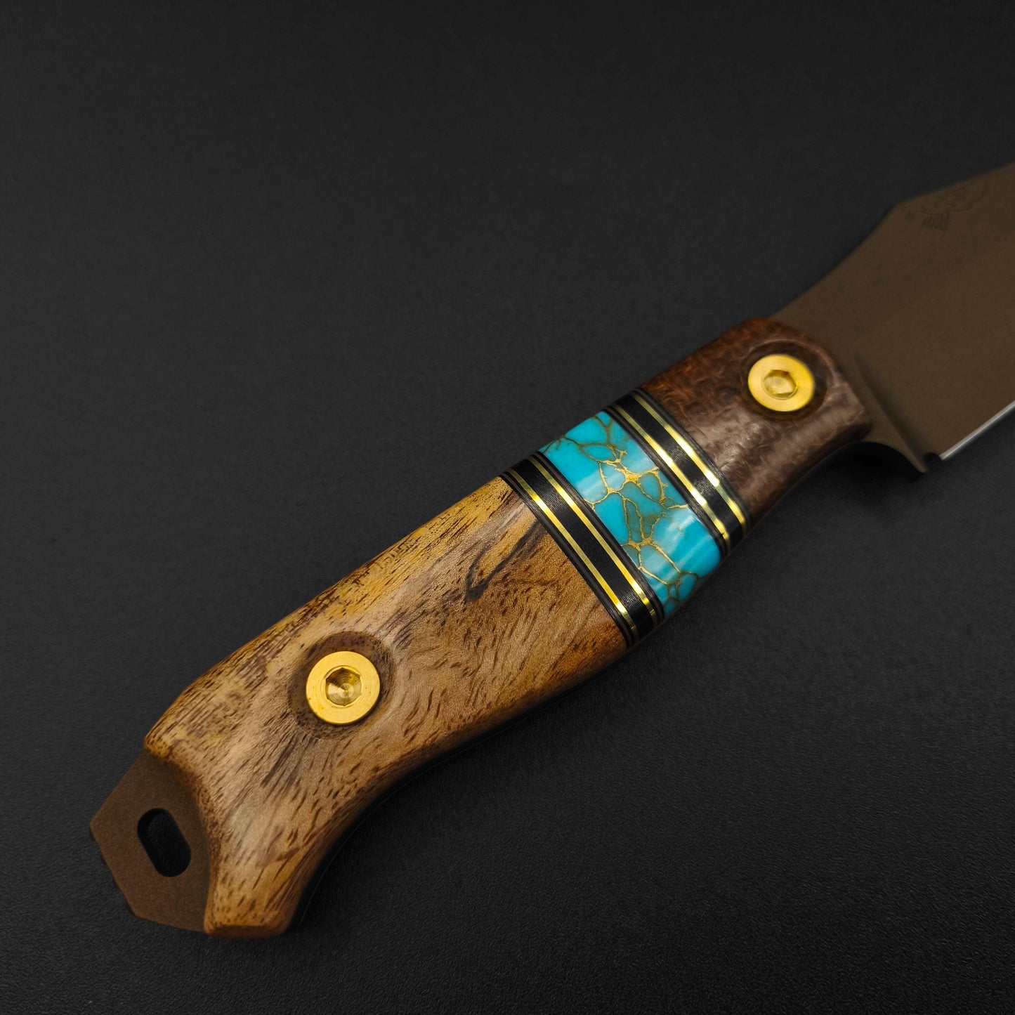 Half Face Blades Field Knife Pheasantwood Turquoise Micarta