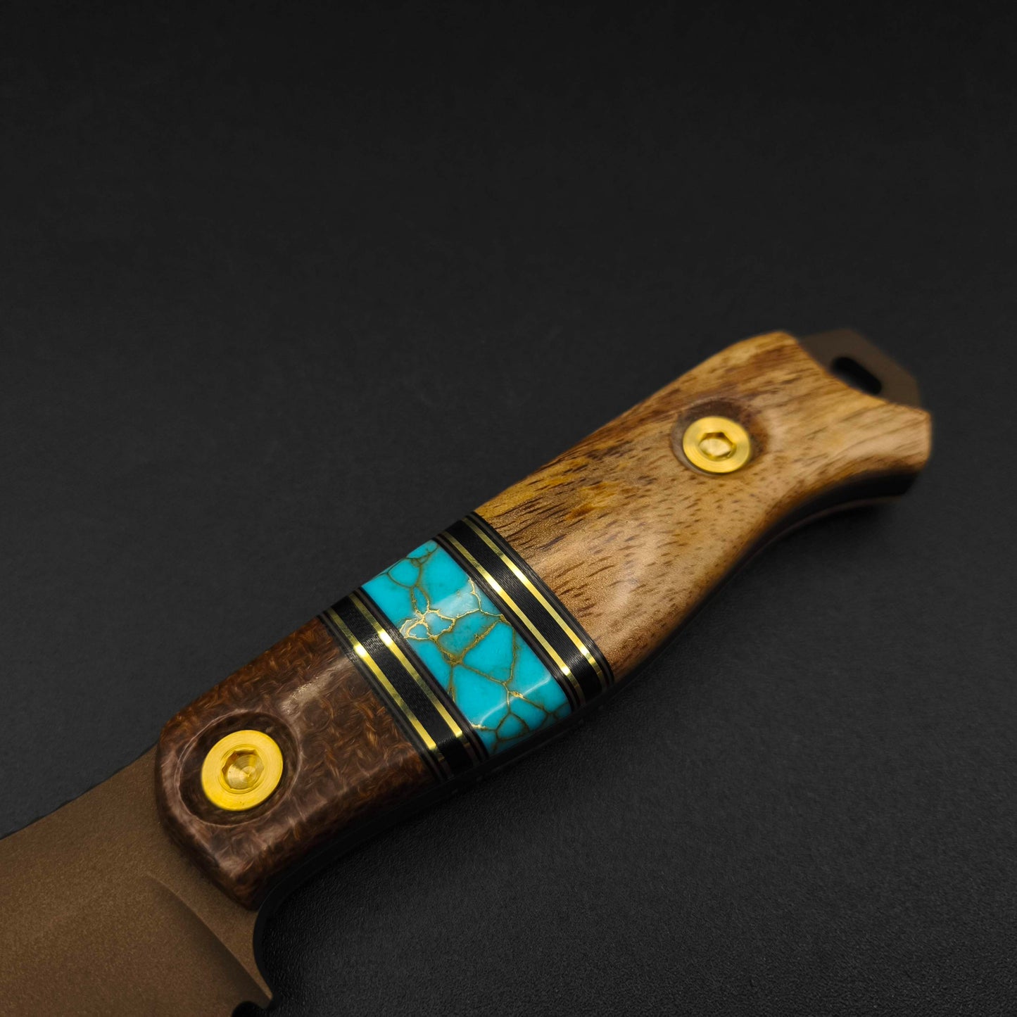 Half Face Blades Field Knife Pheasantwood Turquoise Micarta