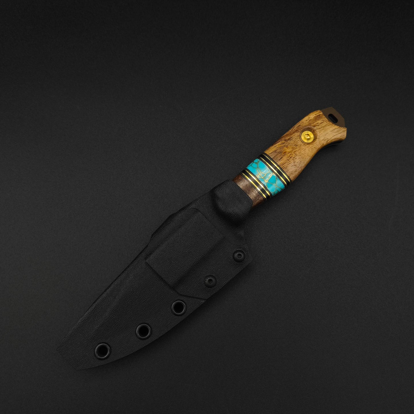 Half Face Blades Field Knife Pheasantwood Turquoise Micarta