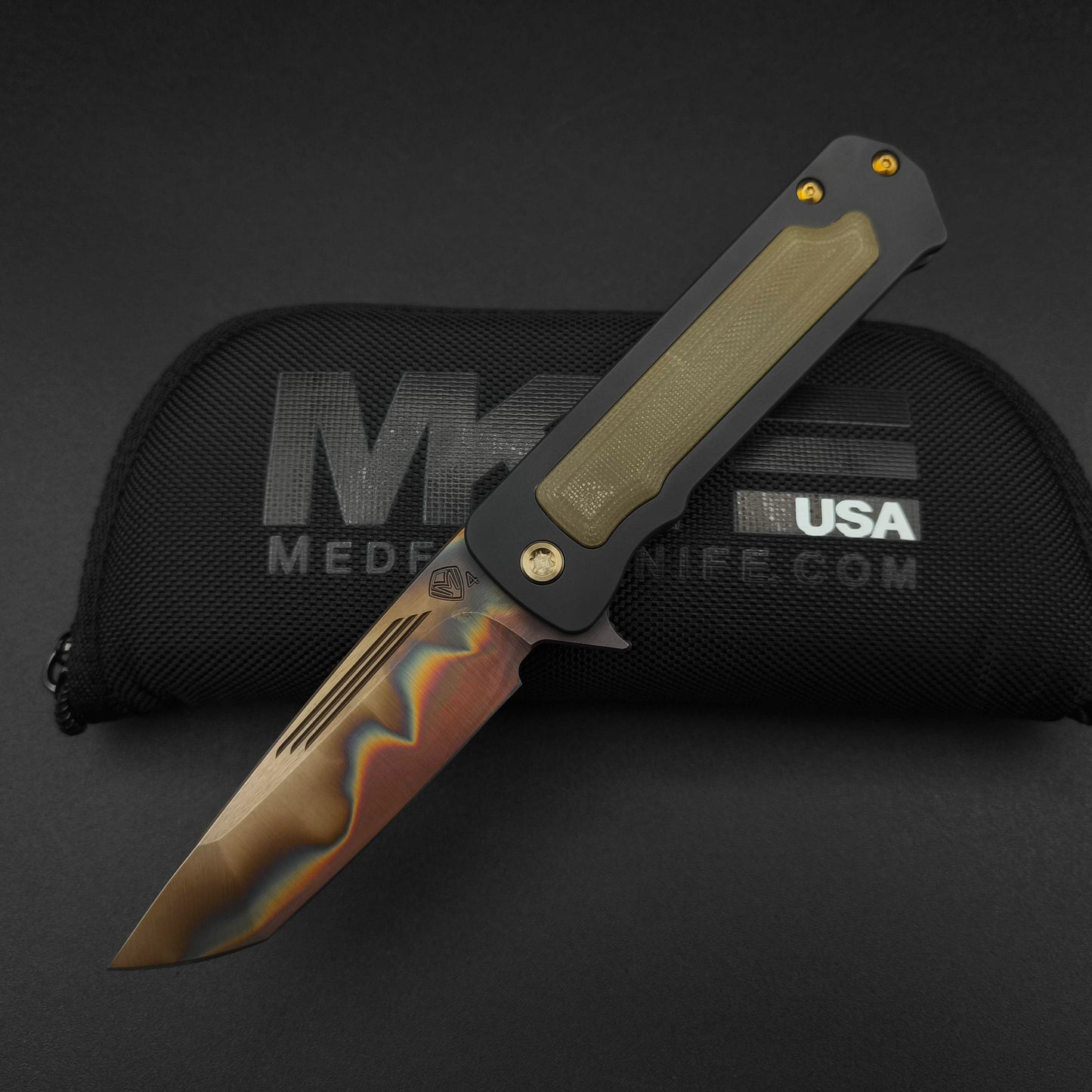 Medford TFF-4 Vulcan Tanto, Black DLC Titanium, OD Green G10 1