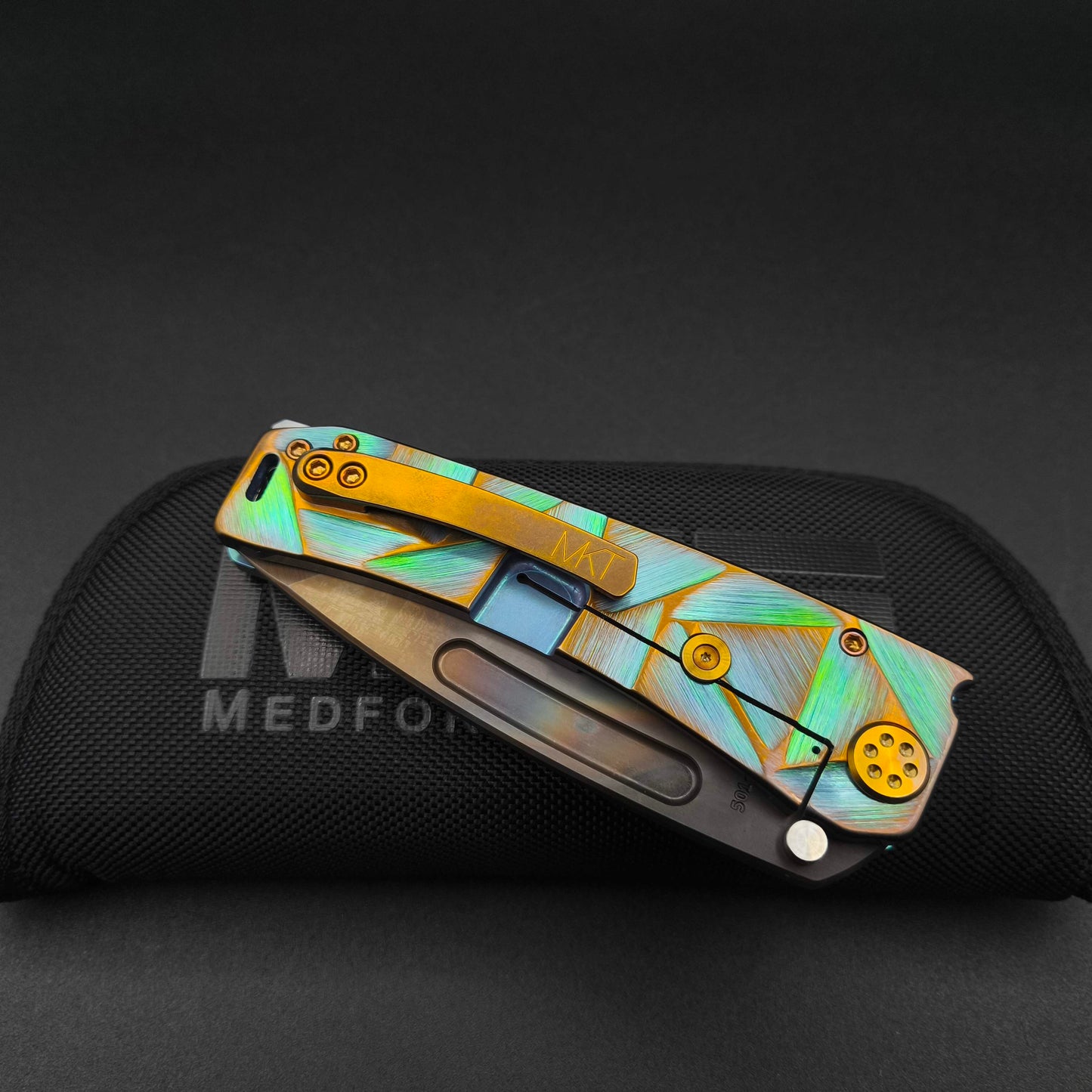 Medford Marauder H, Vulcan Tanto, Aqua and Bronze Stained Glass